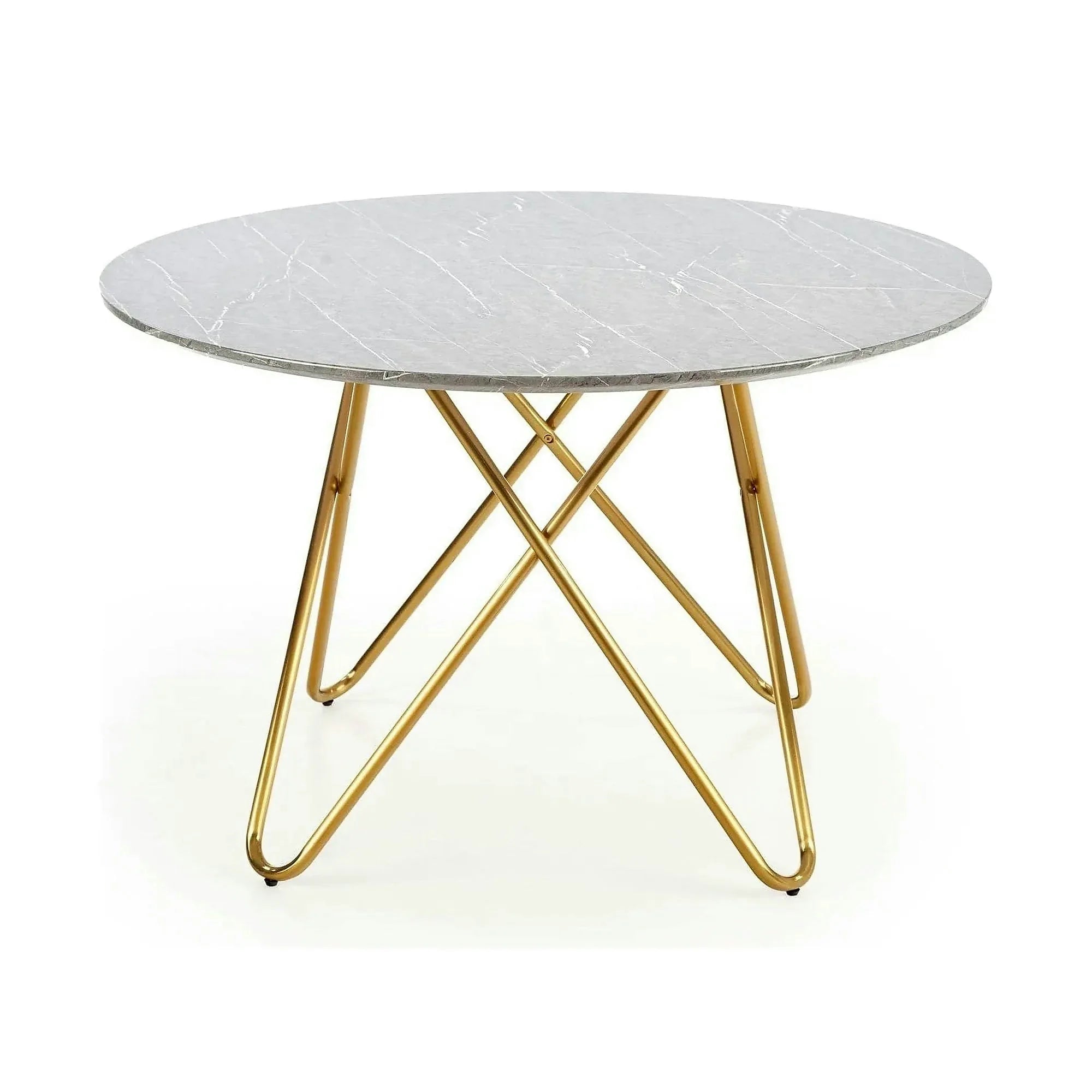 Masa BONELLO, gri/auriu, 120x120x76 cm