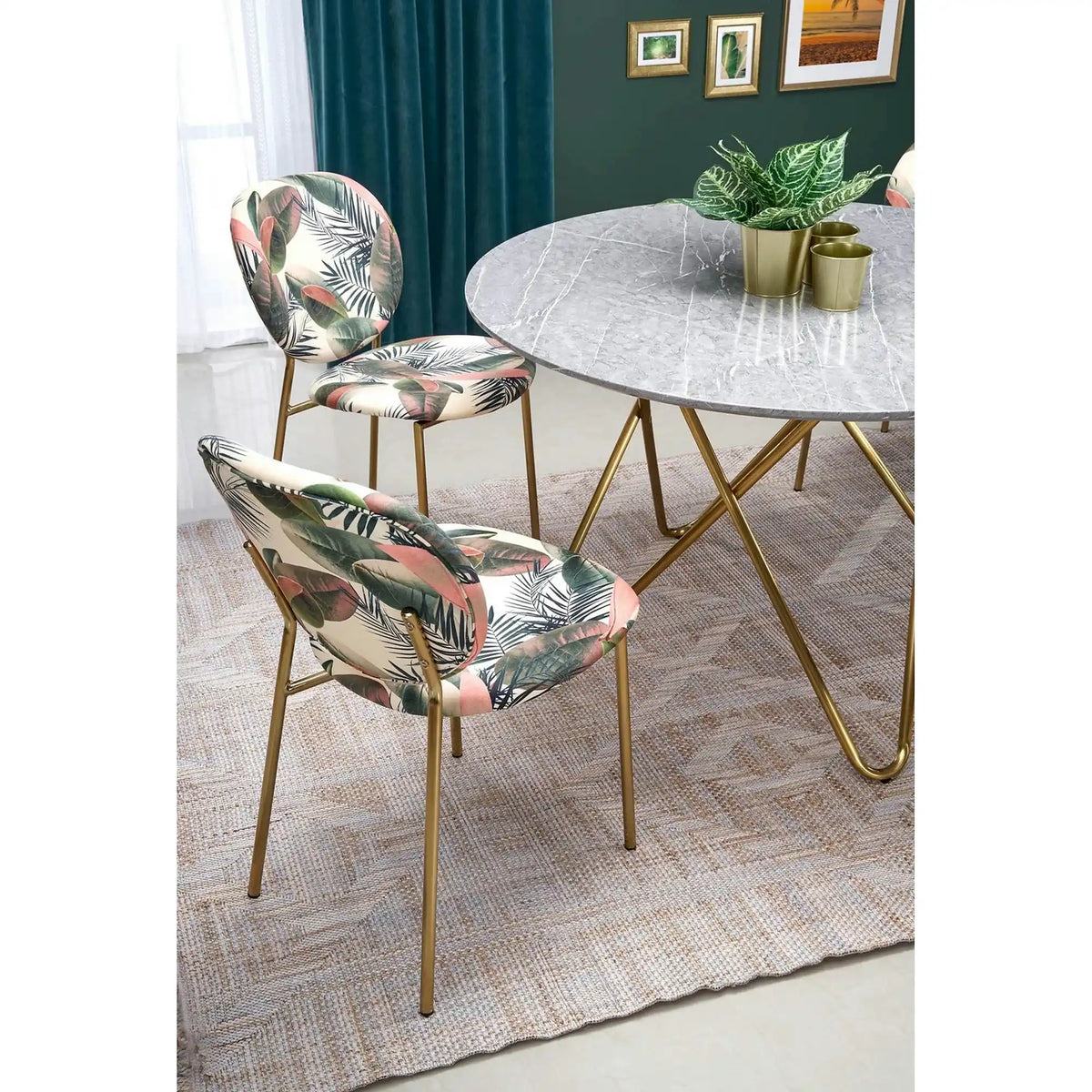 Masa BONELLO, gri/auriu, 120x120x76 cm