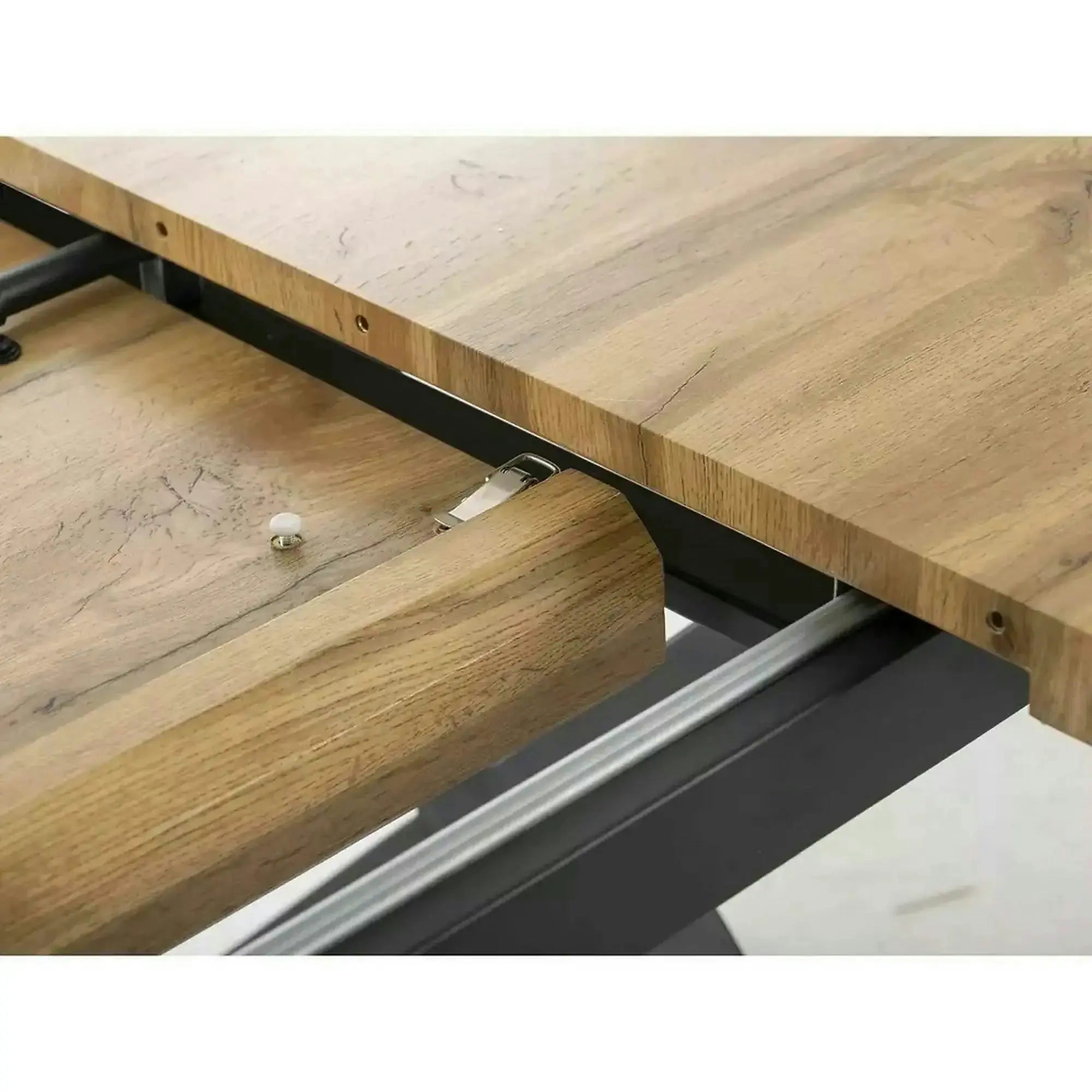 Masa bucatarie 8 persoane UMBERTO II, stejar/negru, 160/240x90x76 cm