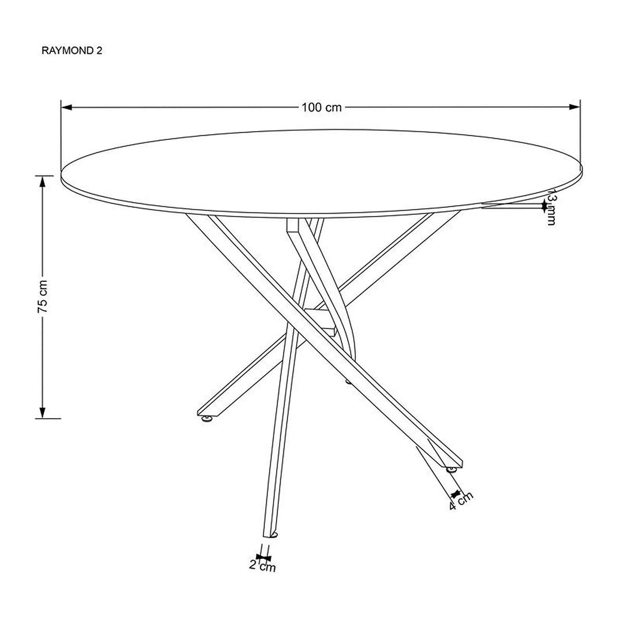 Masa bucatarie dimensiuni mici RAYMOND 2, alb/auriu, sticla/otel, 100x73 cm