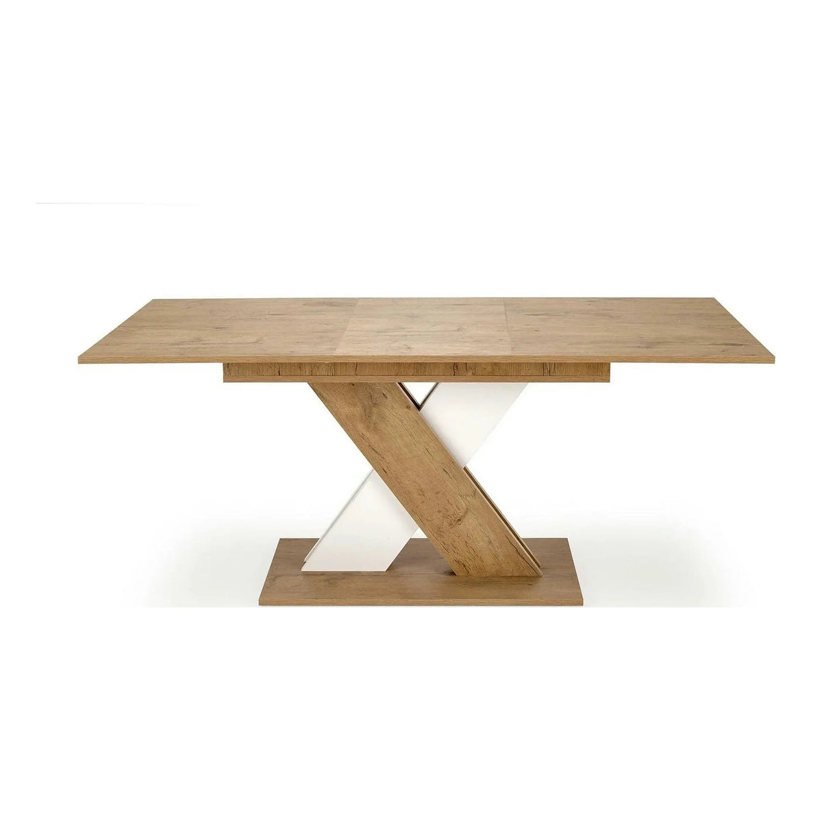 Masa bucatarie dreptunghiulara XARELTO, stejar/alb, PAL/furnir, 130/175x85x76 cm