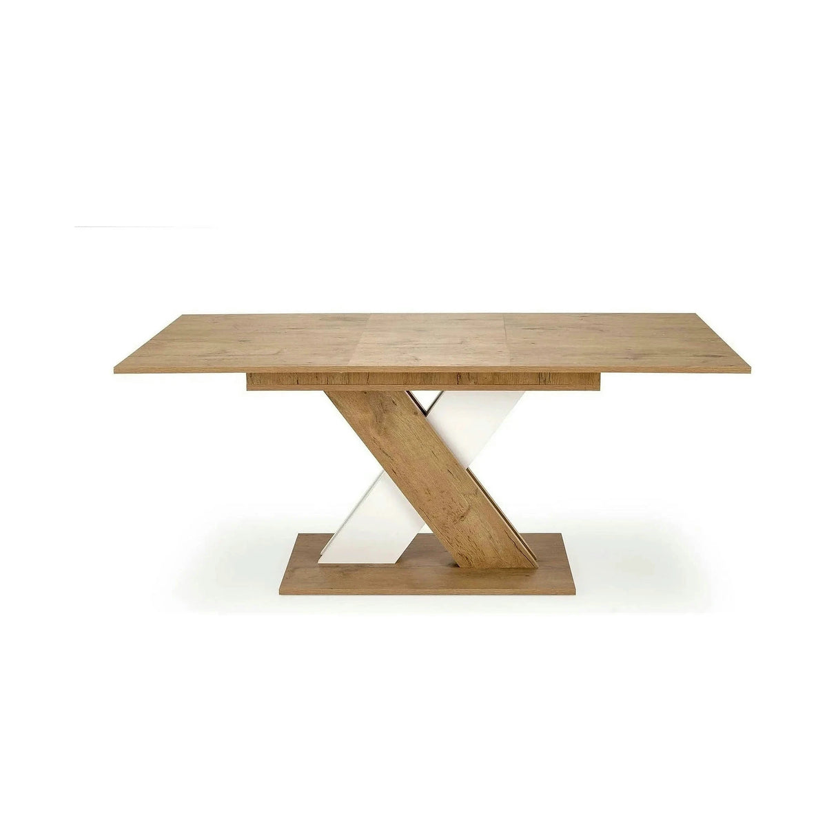 Masa bucatarie dreptunghiulara XARELTO, stejar/alb, PAL/furnir, 130/175x85x76 cm