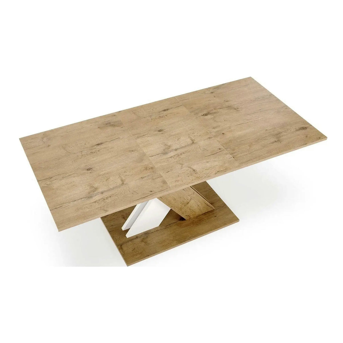 Masa bucatarie dreptunghiulara XARELTO, stejar/alb, PAL/furnir, 130/175x85x76 cm