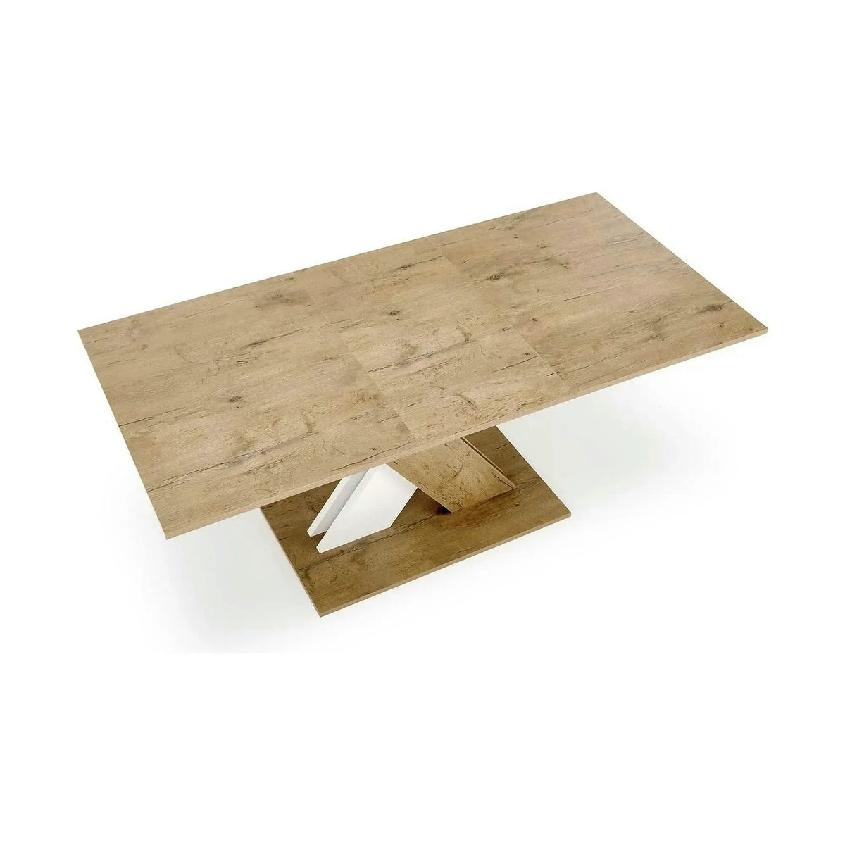 Masa bucatarie dreptunghiulara XARELTO, stejar/alb, PAL/furnir, 130/175x85x76 cm