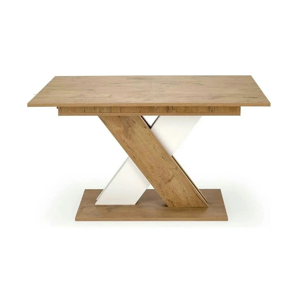 Masa bucatarie dreptunghiulara XARELTO, stejar/alb, PAL/furnir, 130/175x85x76 cm