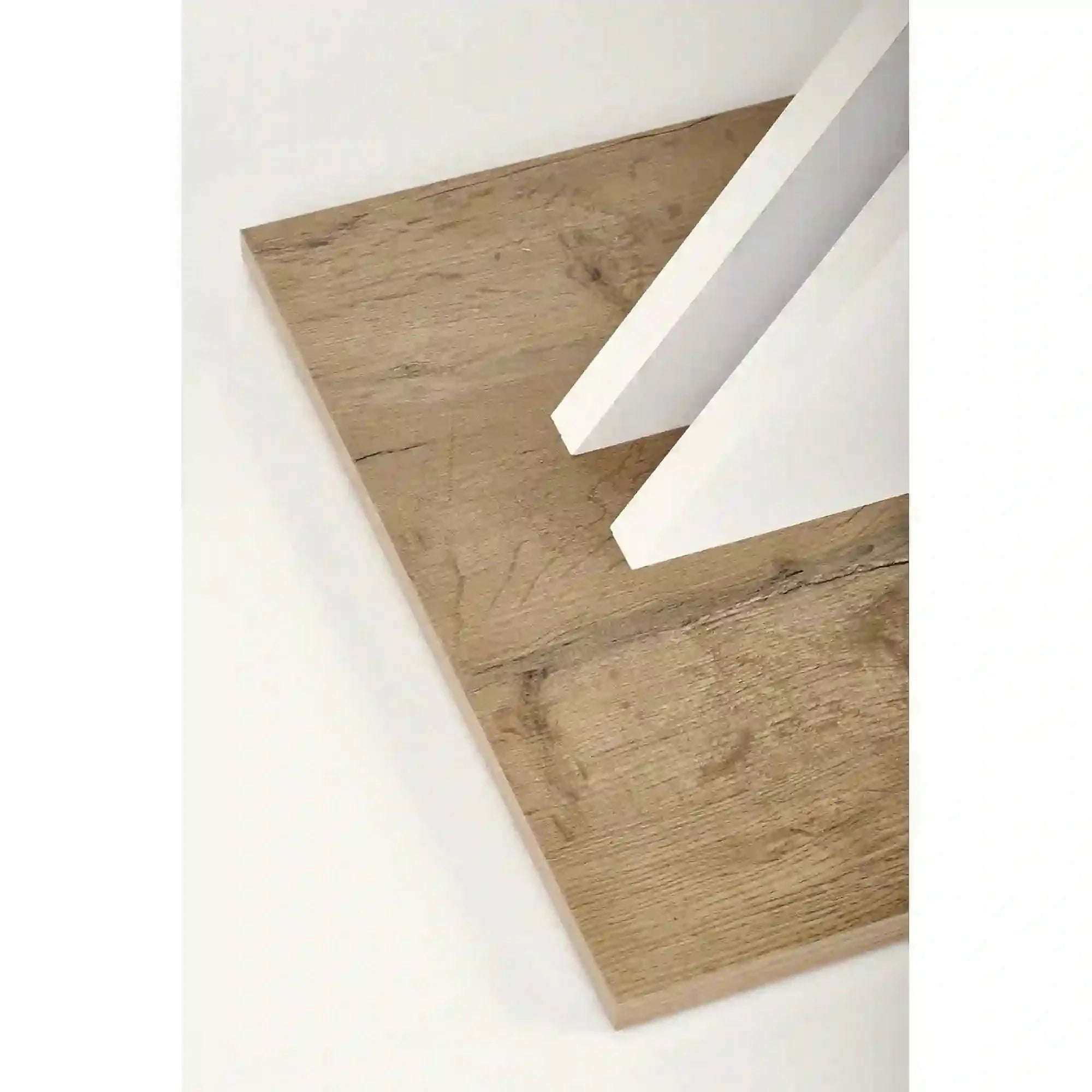 Masa bucatarie dreptunghiulara XARELTO, stejar/alb, PAL/furnir, 130/175x85x76 cm