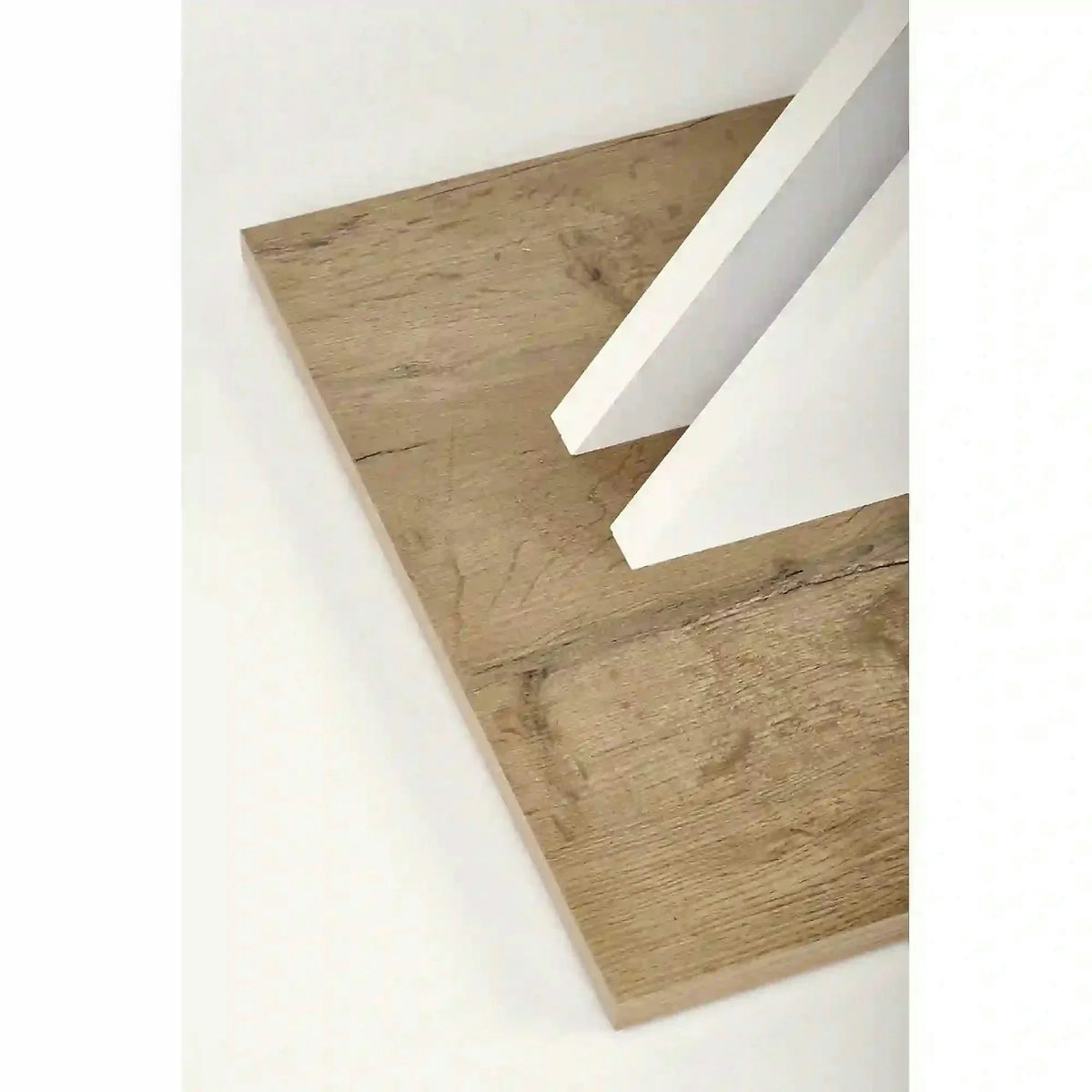 Masa bucatarie dreptunghiulara XARELTO, stejar/alb, PAL/furnir, 130/175x85x76 cm