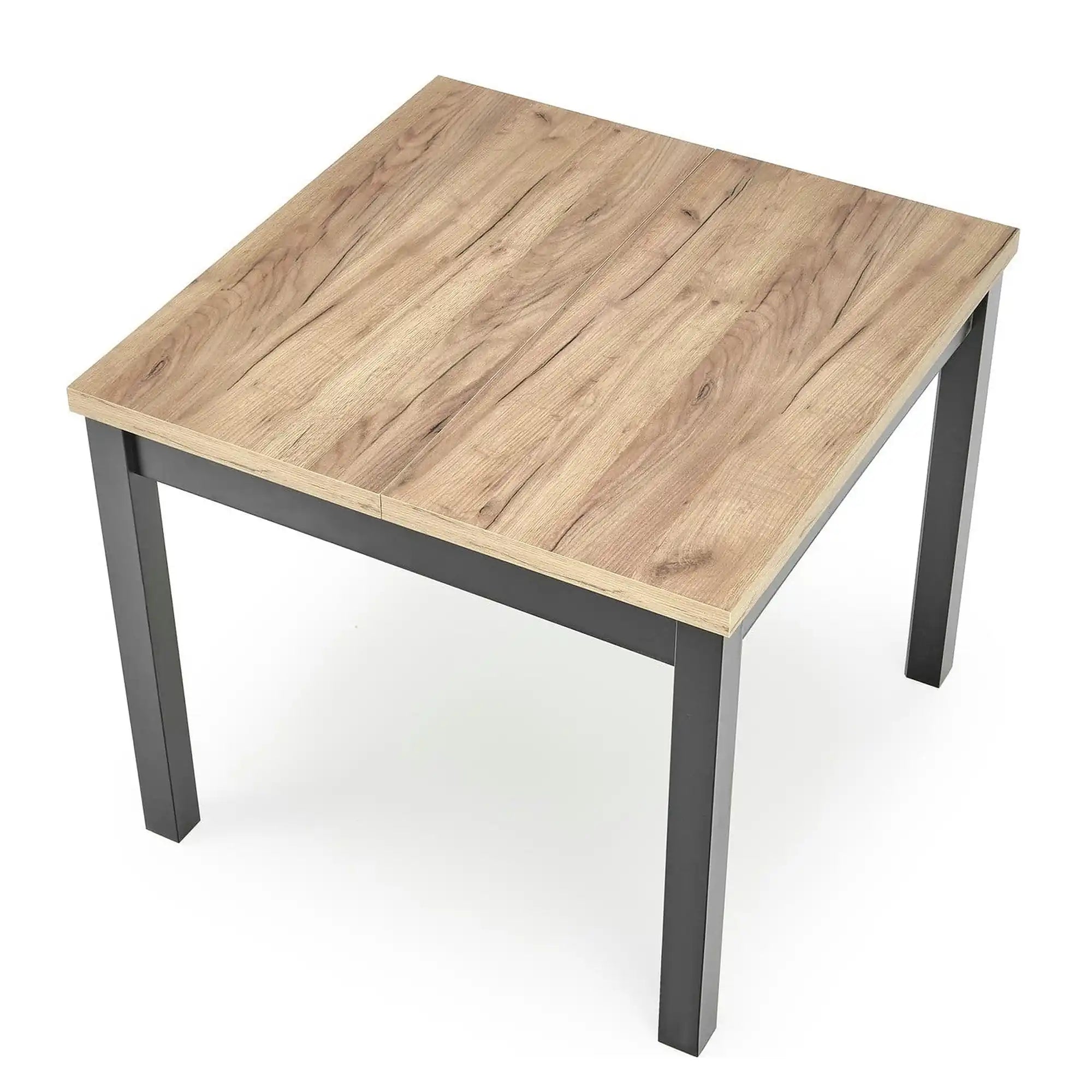 Masa bucatarie extensibila lemn TIAGO, stejar/negru, 90/125x90x77 cm