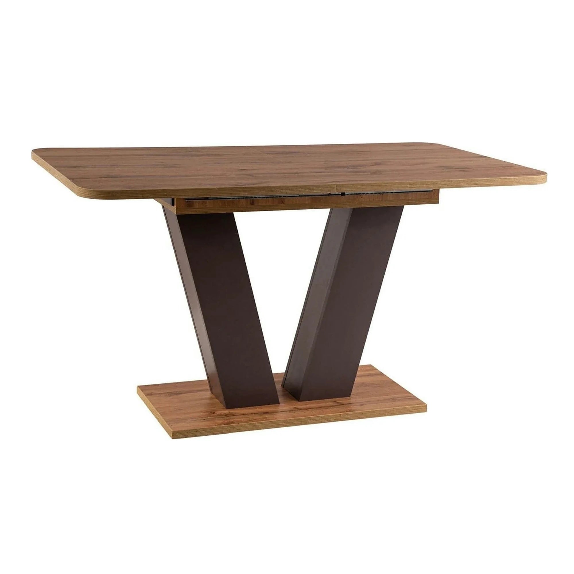 Masa bucatarie maro/stejar PLATON, PAL laminat, 136/176x80x76 cm