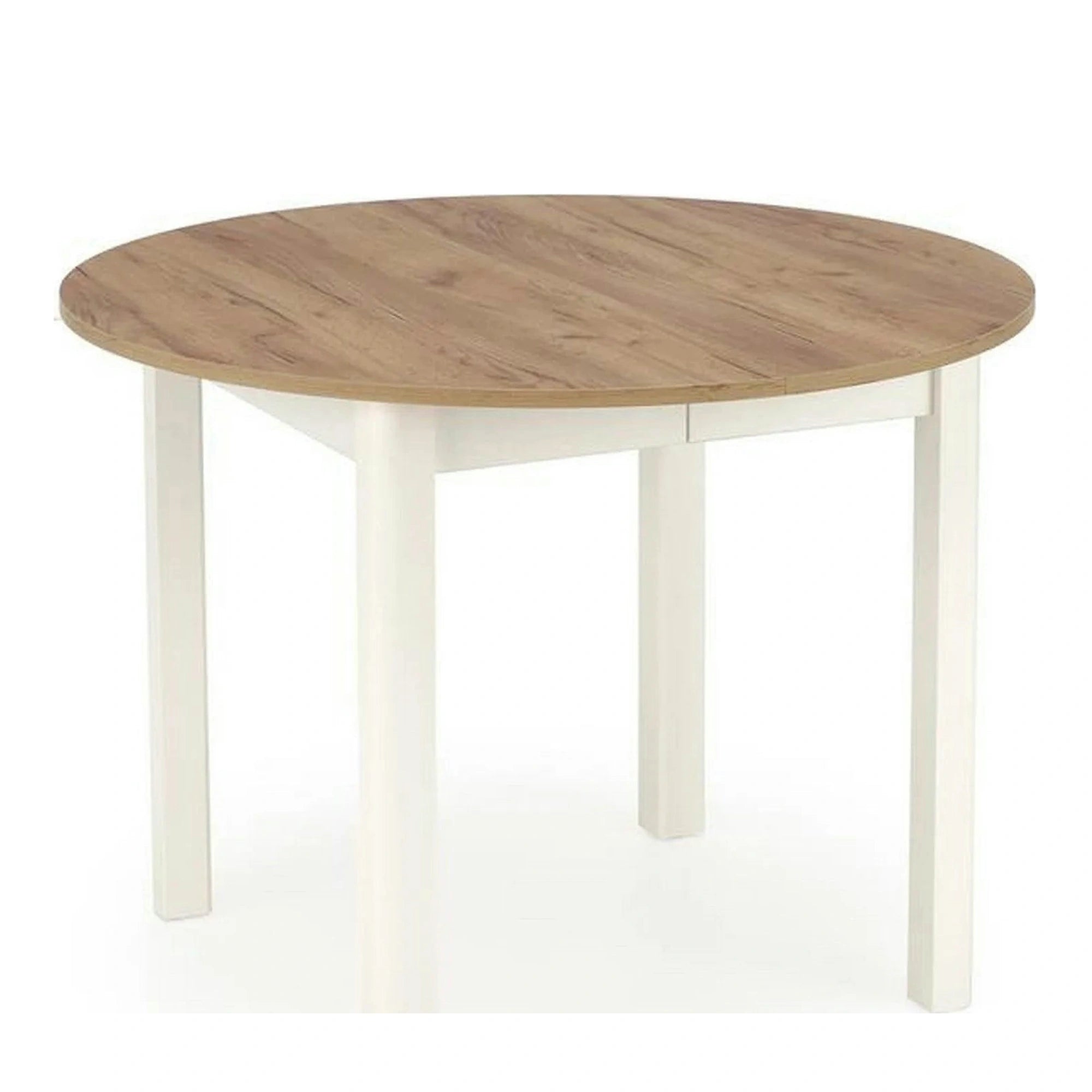 Masa bucatarie rotunda RINGO, stejar/alb, PAL furniruit, 102/142x102x76 cm