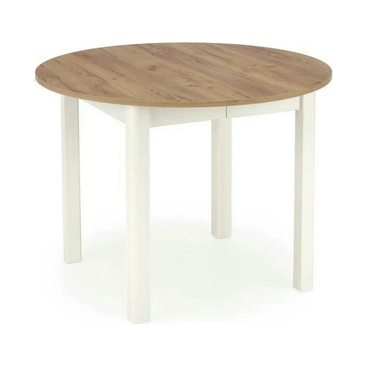 Masa bucatarie rotunda RINGO, stejar/alb, PAL furniruit, 102/142x102x76 cm