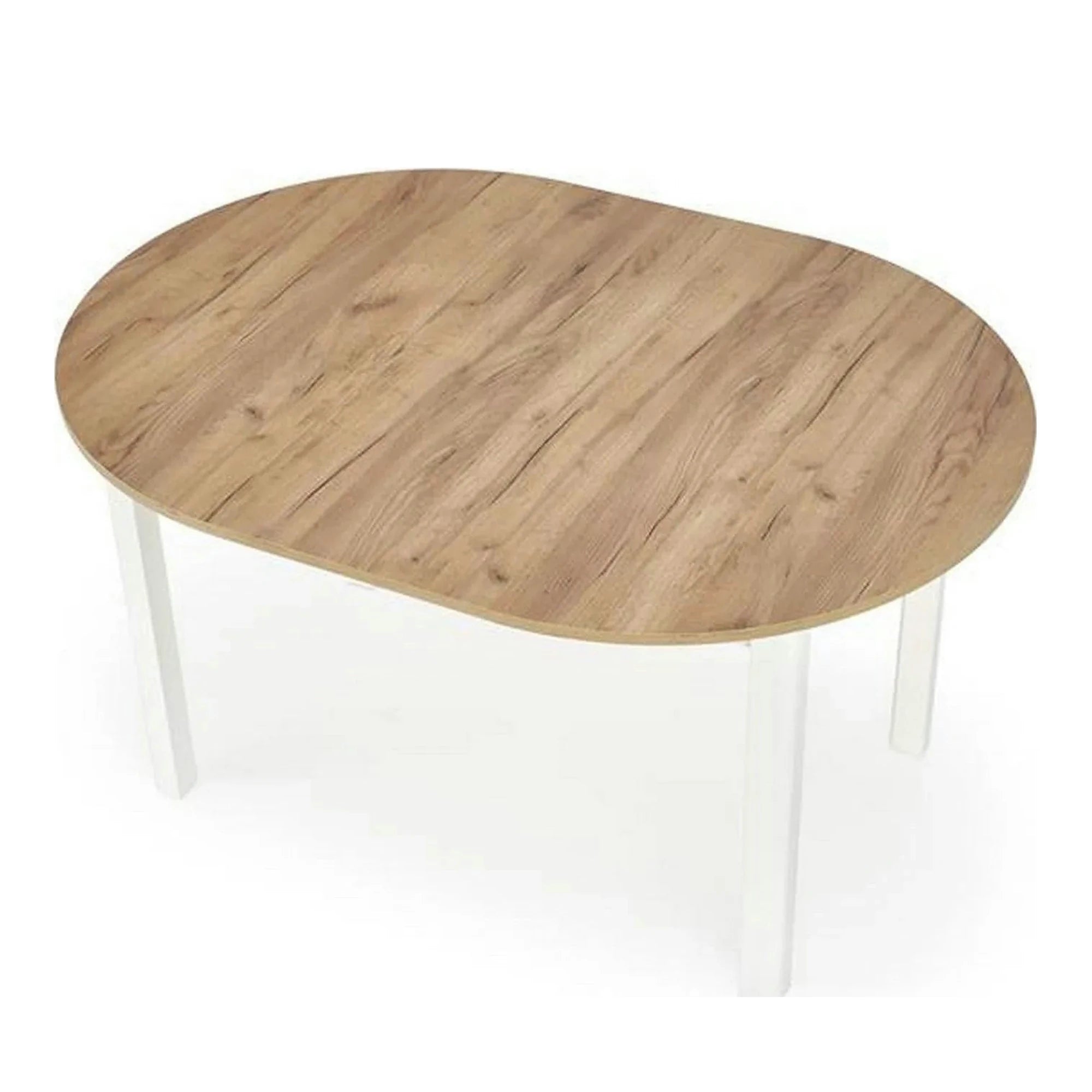 Masa bucatarie rotunda RINGO, stejar/alb, PAL furniruit, 102/142x102x76 cm