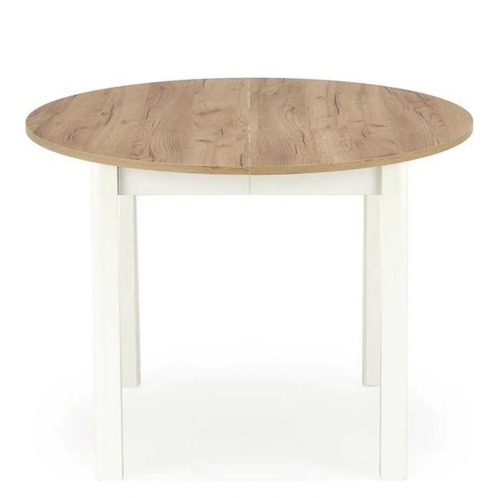 Masa bucatarie rotunda RINGO, stejar/alb, PAL furniruit, 102/142x102x76 cm