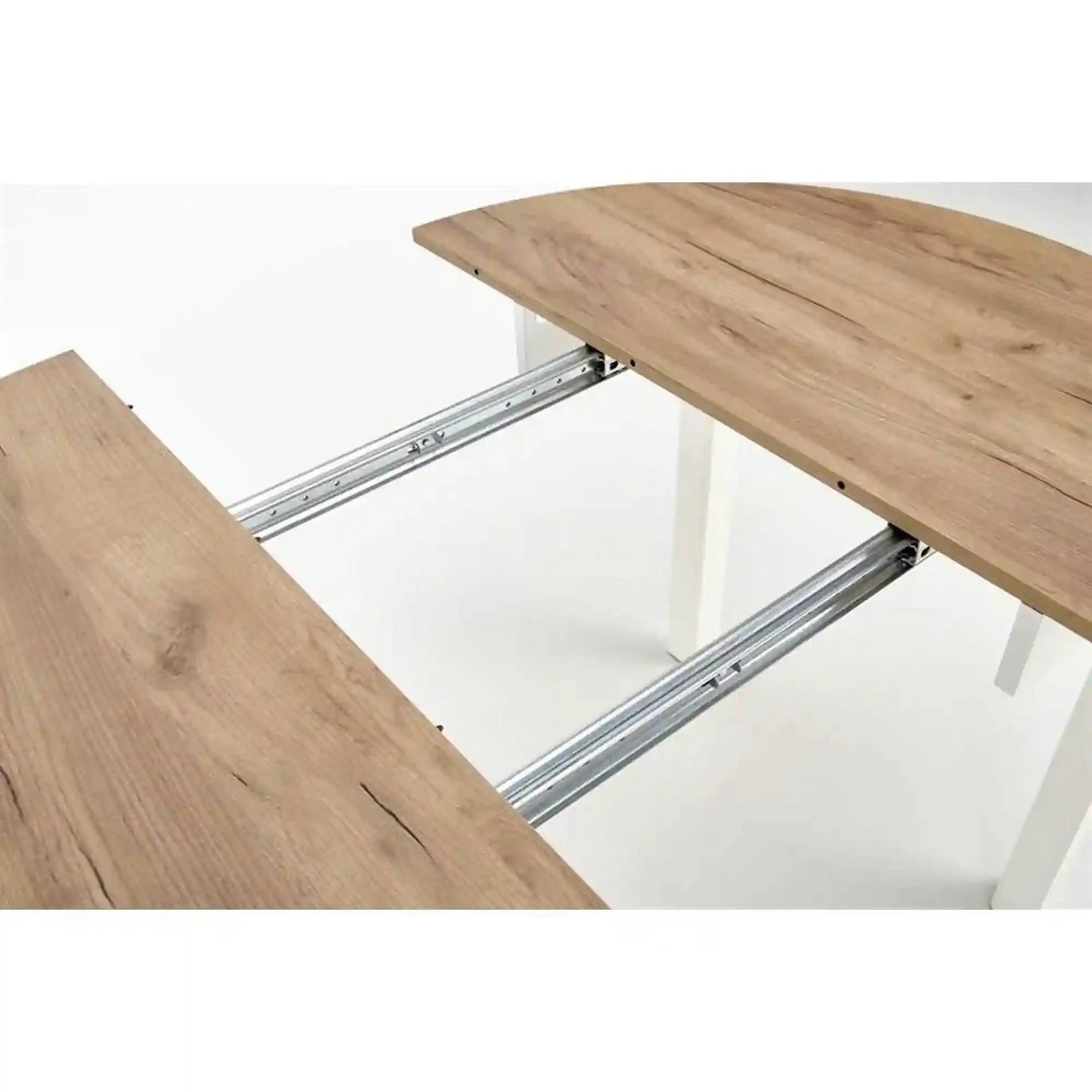 Masa bucatarie rotunda RINGO, stejar/alb, PAL furniruit, 102/142x102x76 cm