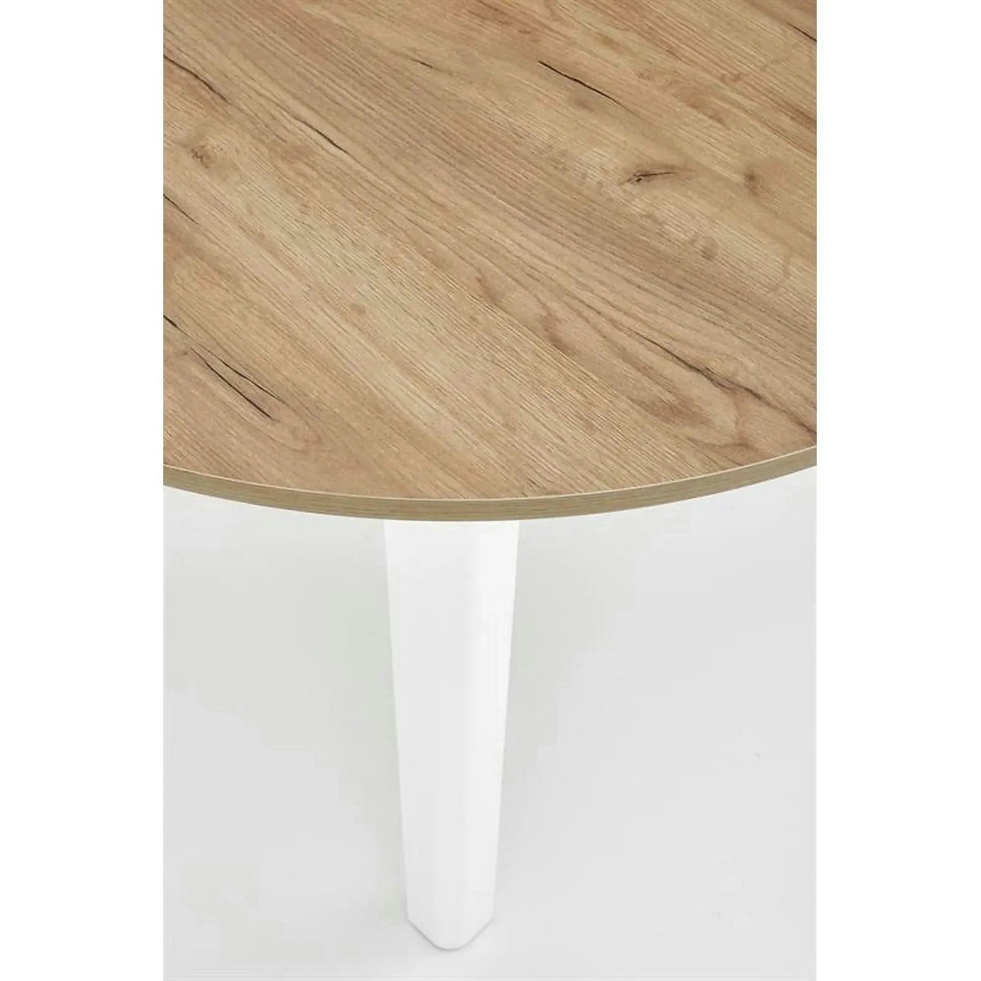 Masa bucatarie rotunda RINGO, stejar/alb, PAL furniruit, 102/142x102x76 cm