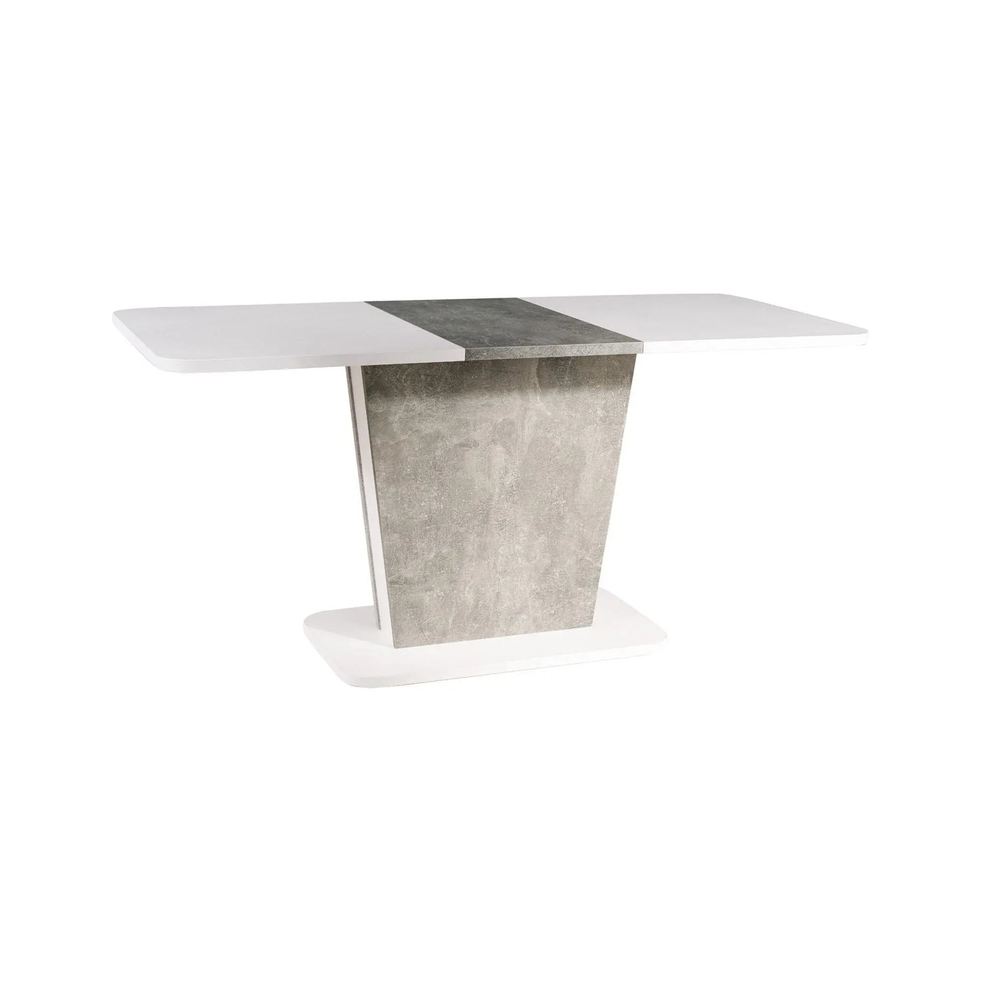 Masa CALIPSO, alb/gri beton, PAL laminat, 110/145x69x76 cm