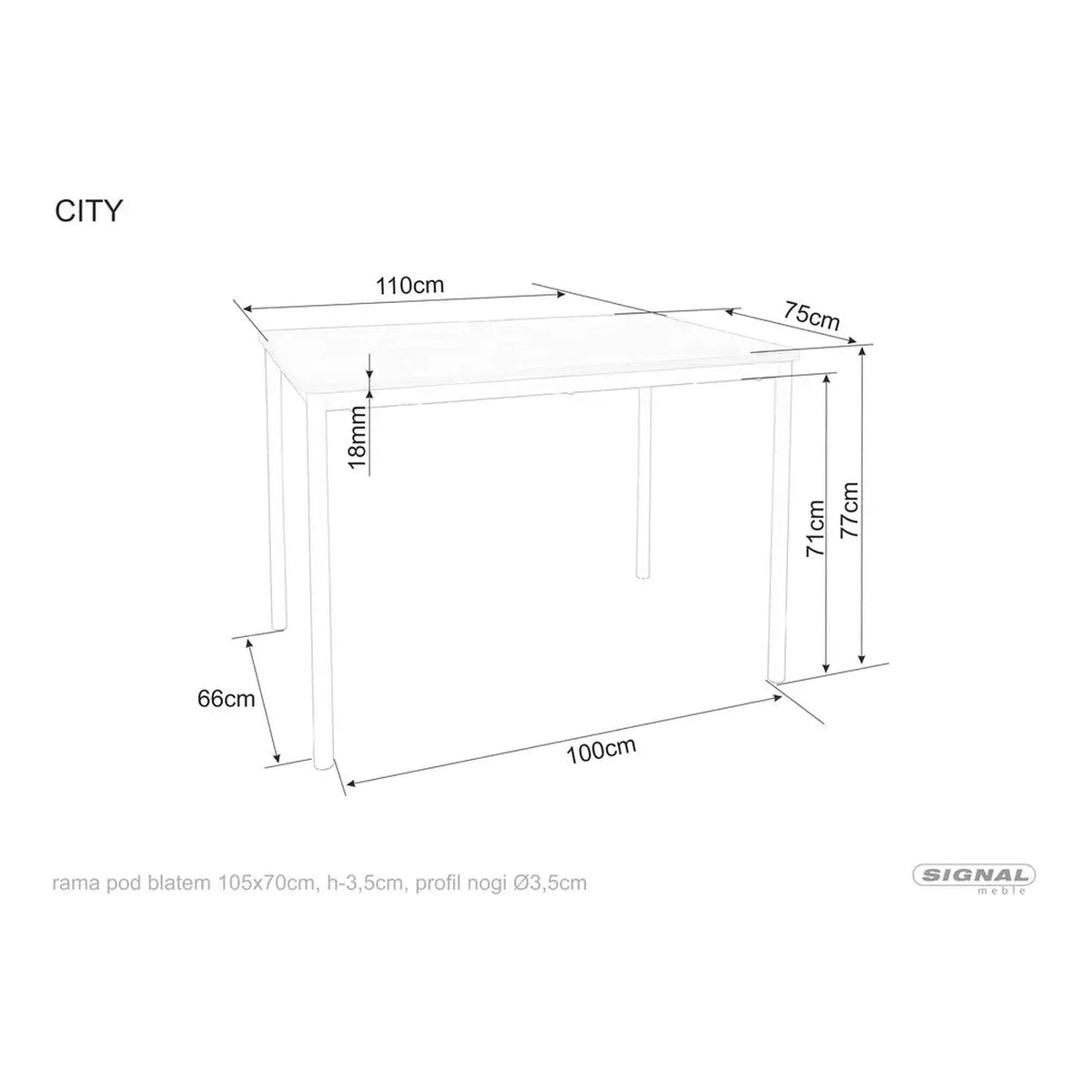 Masa CITY, stejar artisan/negru, 150x75x77 cm