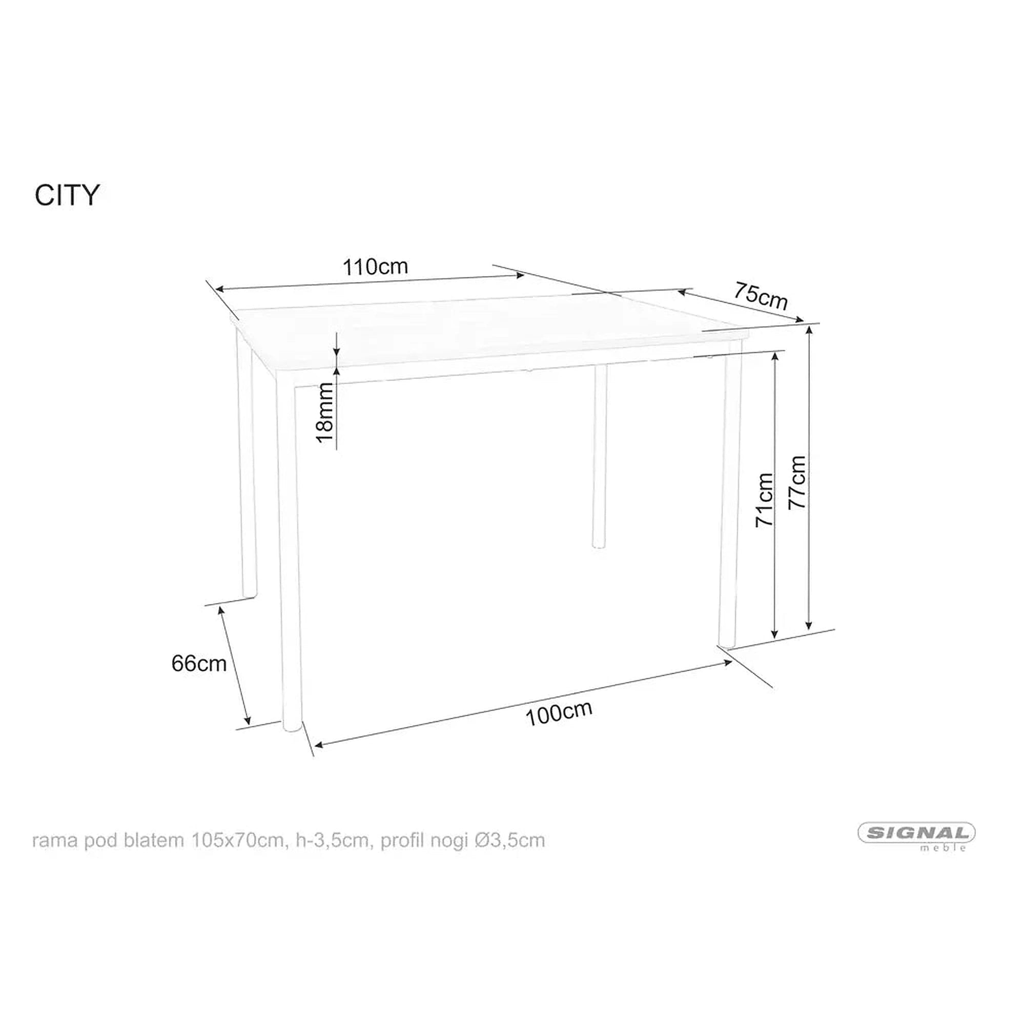 Masa CITY, stejar artisan/negru, 150x75x77 cm