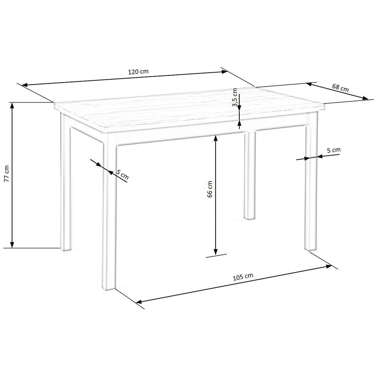Masa COBALT, stejar/negru, PAL furniruit, 120x68x77 cm