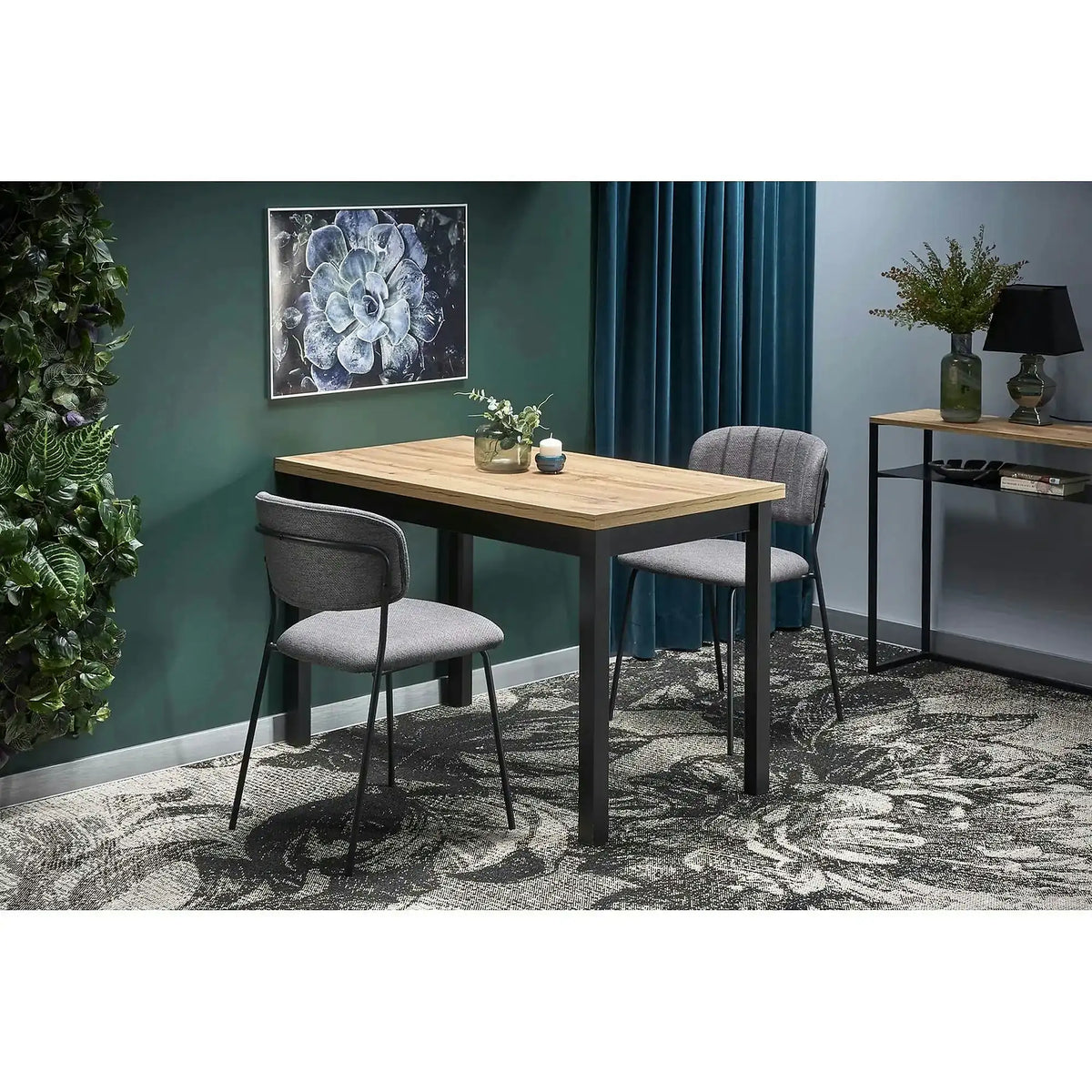 Masa COBALT, stejar/negru, PAL furniruit, 120x68x77 cm