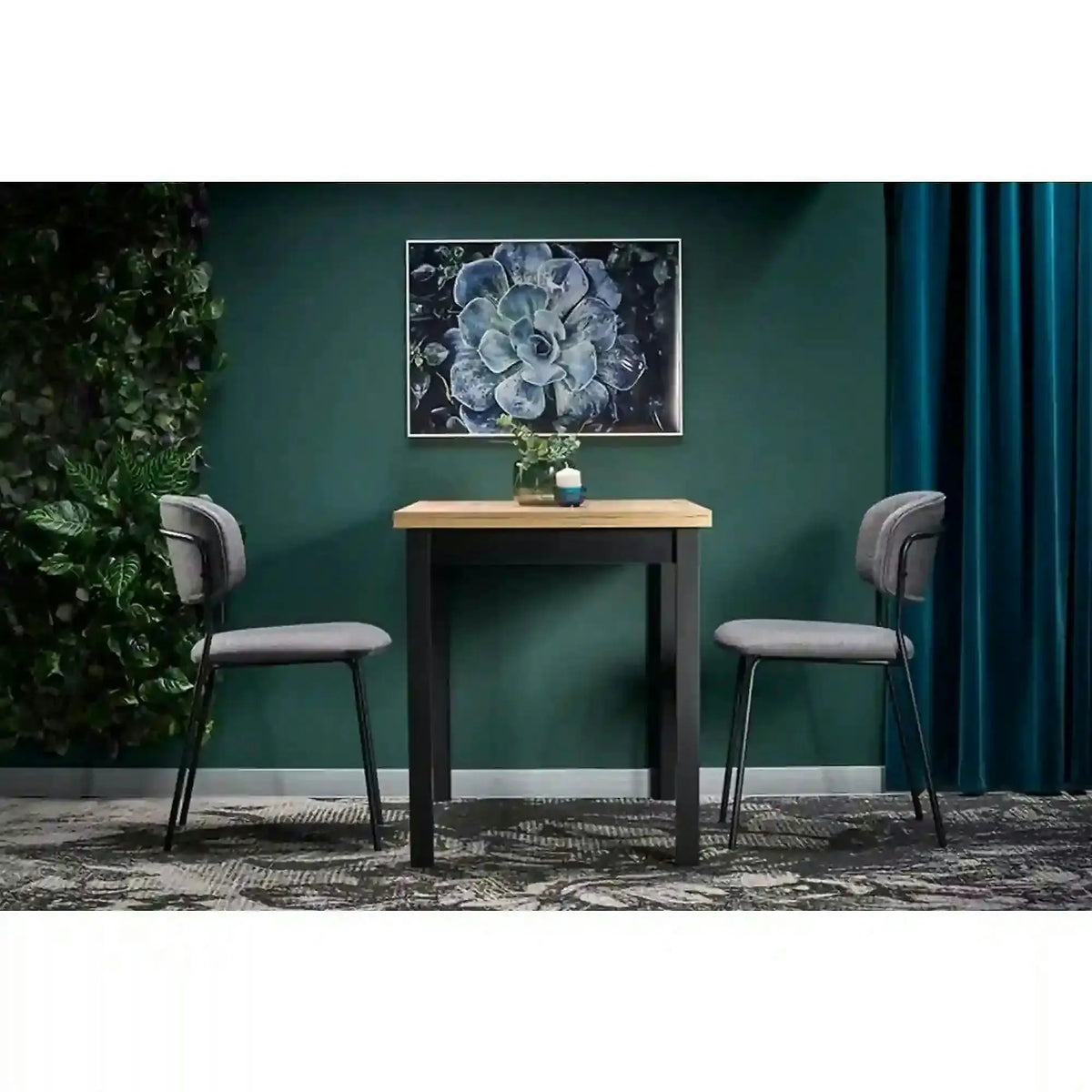 Masa COBALT, stejar/negru, PAL furniruit, 120x68x77 cm