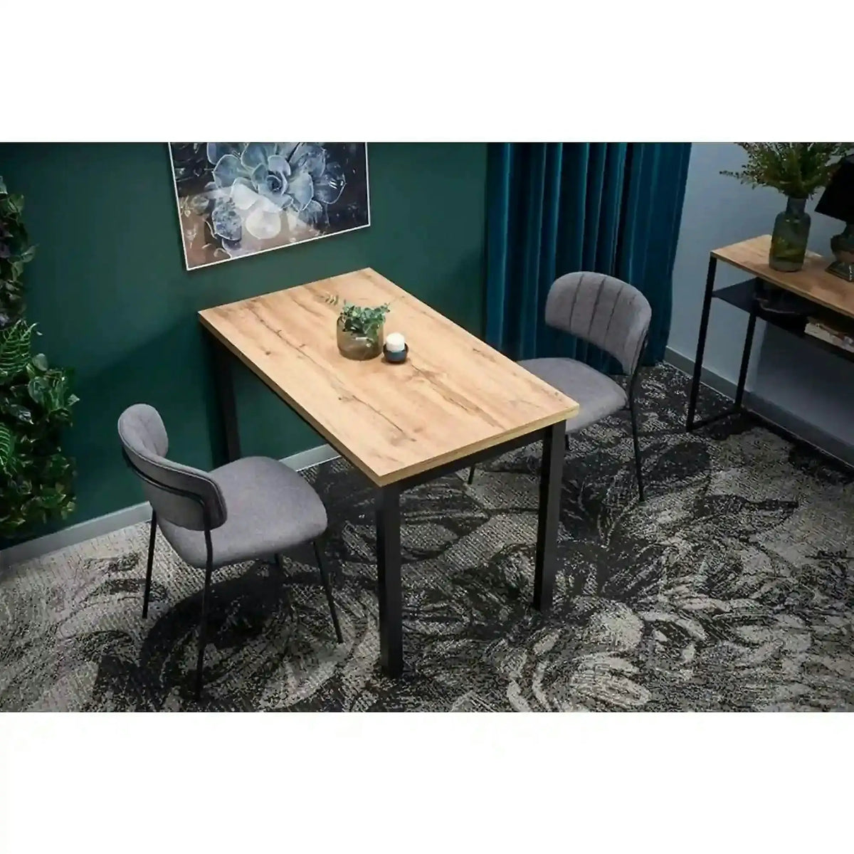 Masa COBALT, stejar/negru, PAL furniruit, 120x68x77 cm