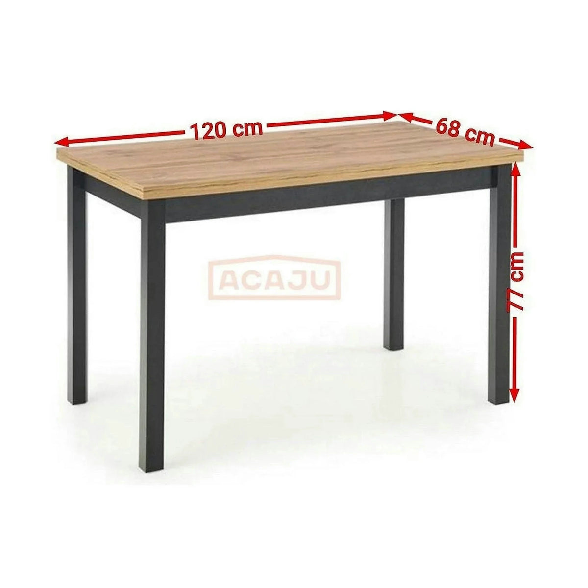 Masa COBALT, stejar/negru, PAL furniruit, 120x68x77 cm
