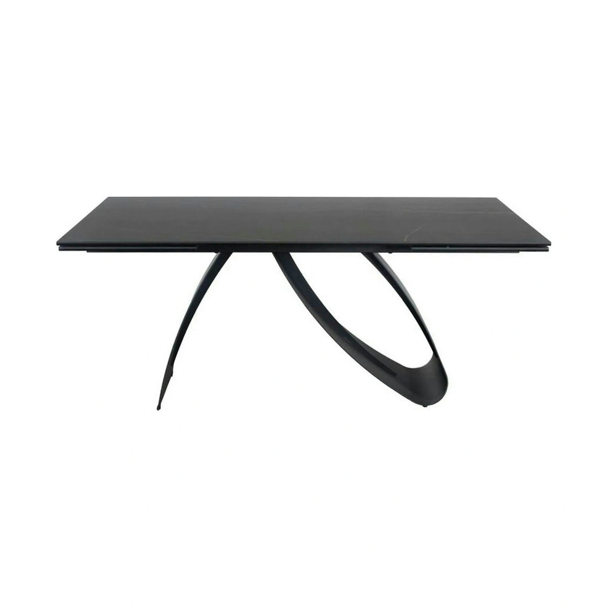 Masa cu blat de sticla/ceramica DIUNA CERAMIC, negru, 160/240x90x76 cm