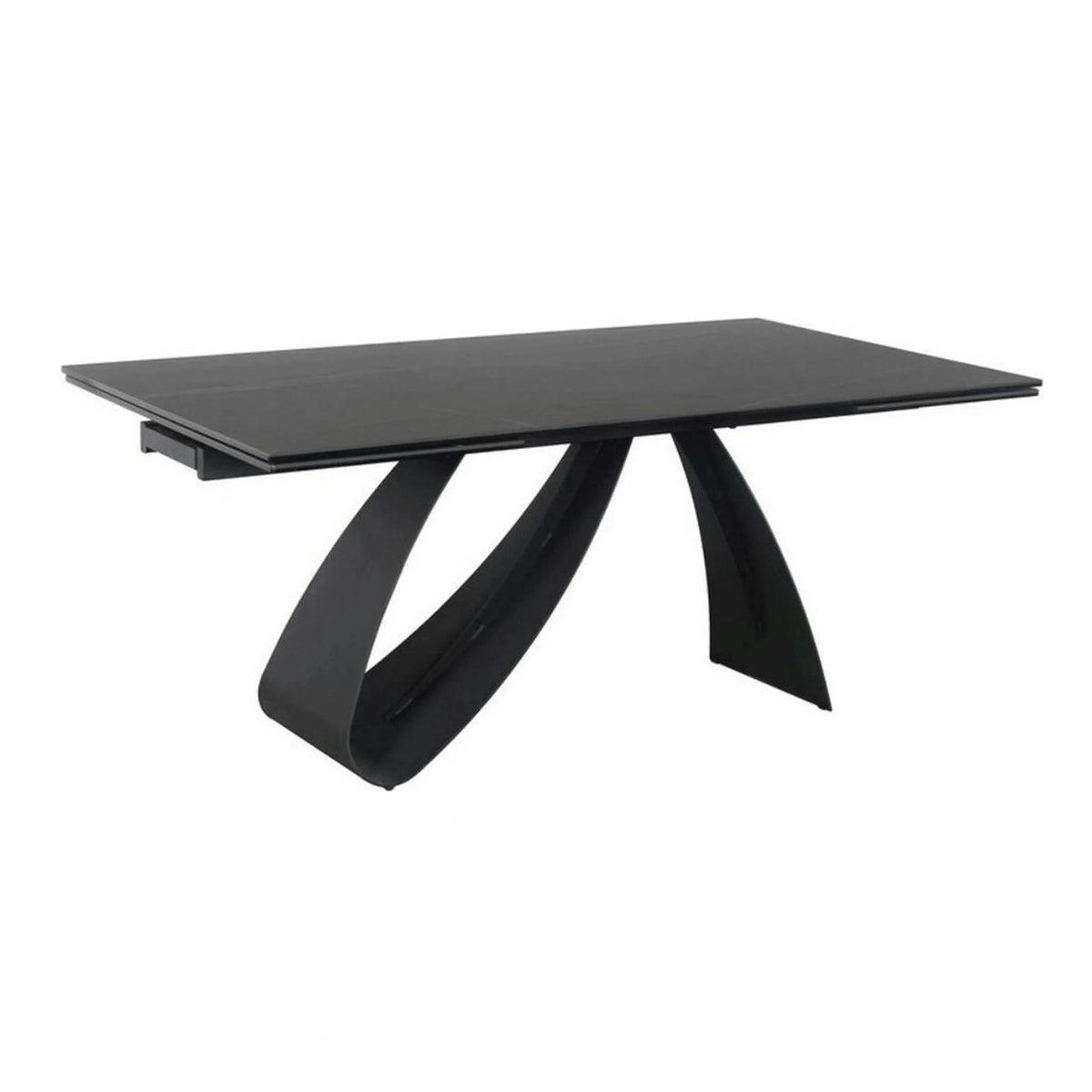 Masa cu blat de sticla/ceramica DIUNA CERAMIC, negru, 160/240x90x76 cm