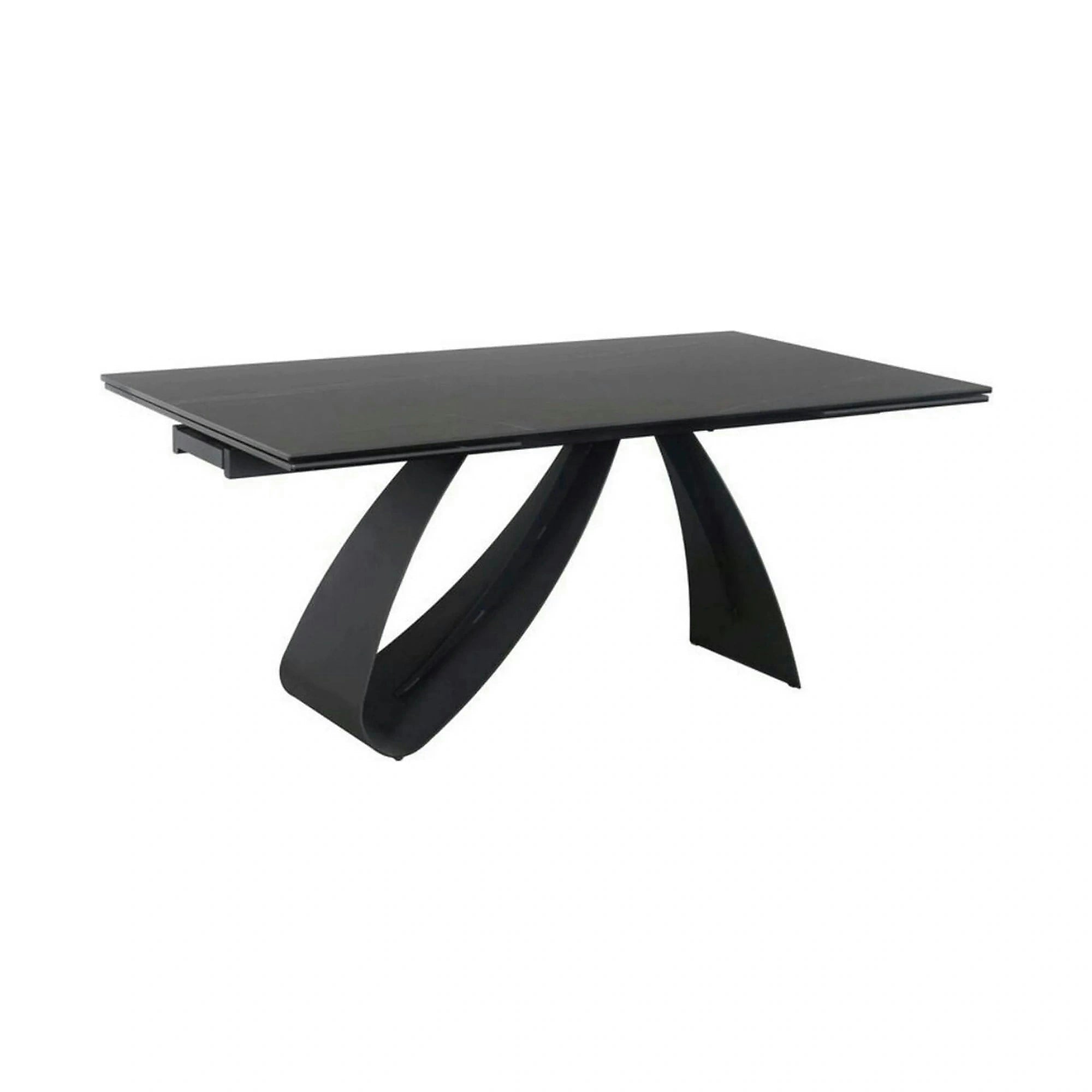 Masa cu blat de sticla/ceramica DIUNA CERAMIC, negru, 160/240x90x76 cm