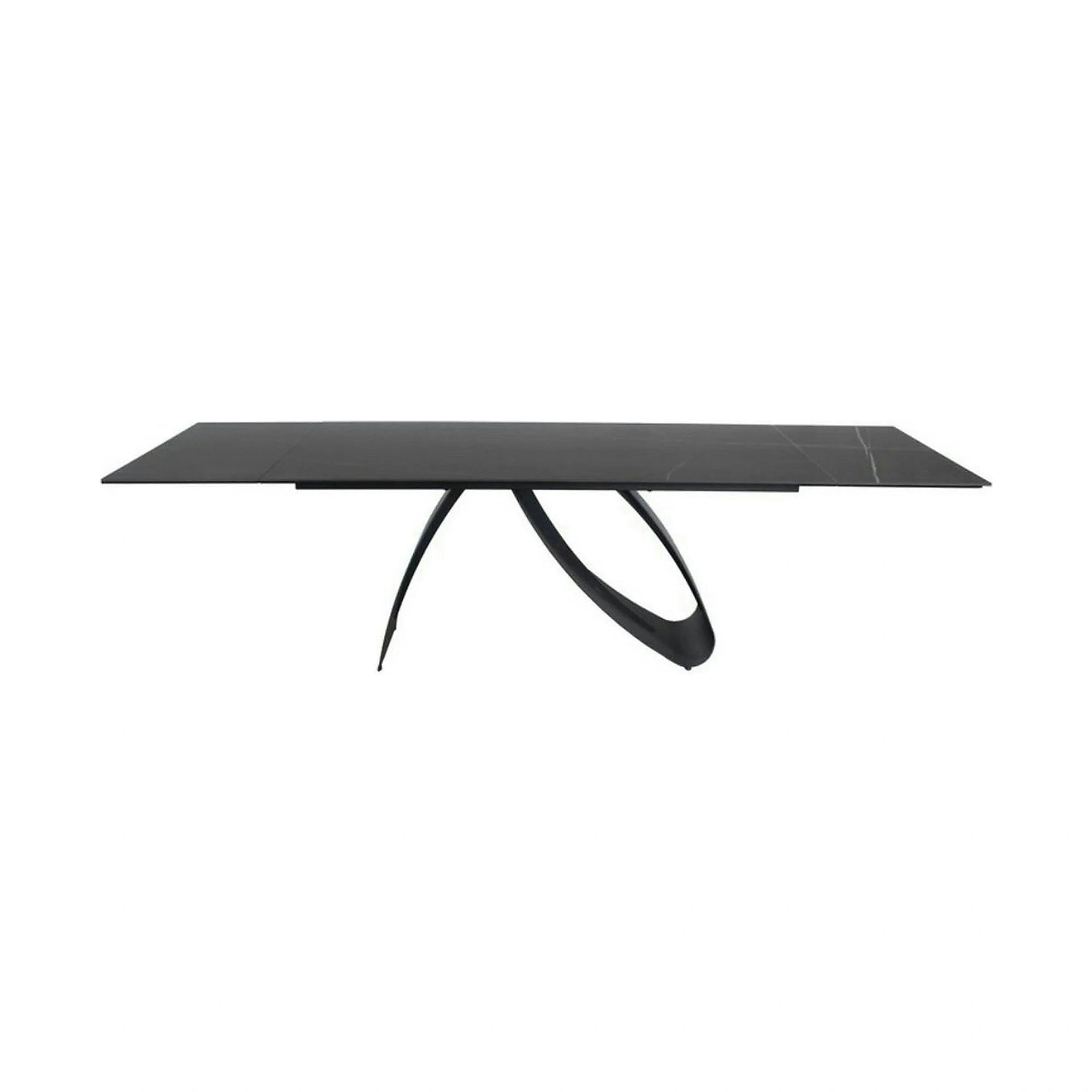 Masa cu blat de sticla/ceramica DIUNA CERAMIC, negru, 160/240x90x76 cm