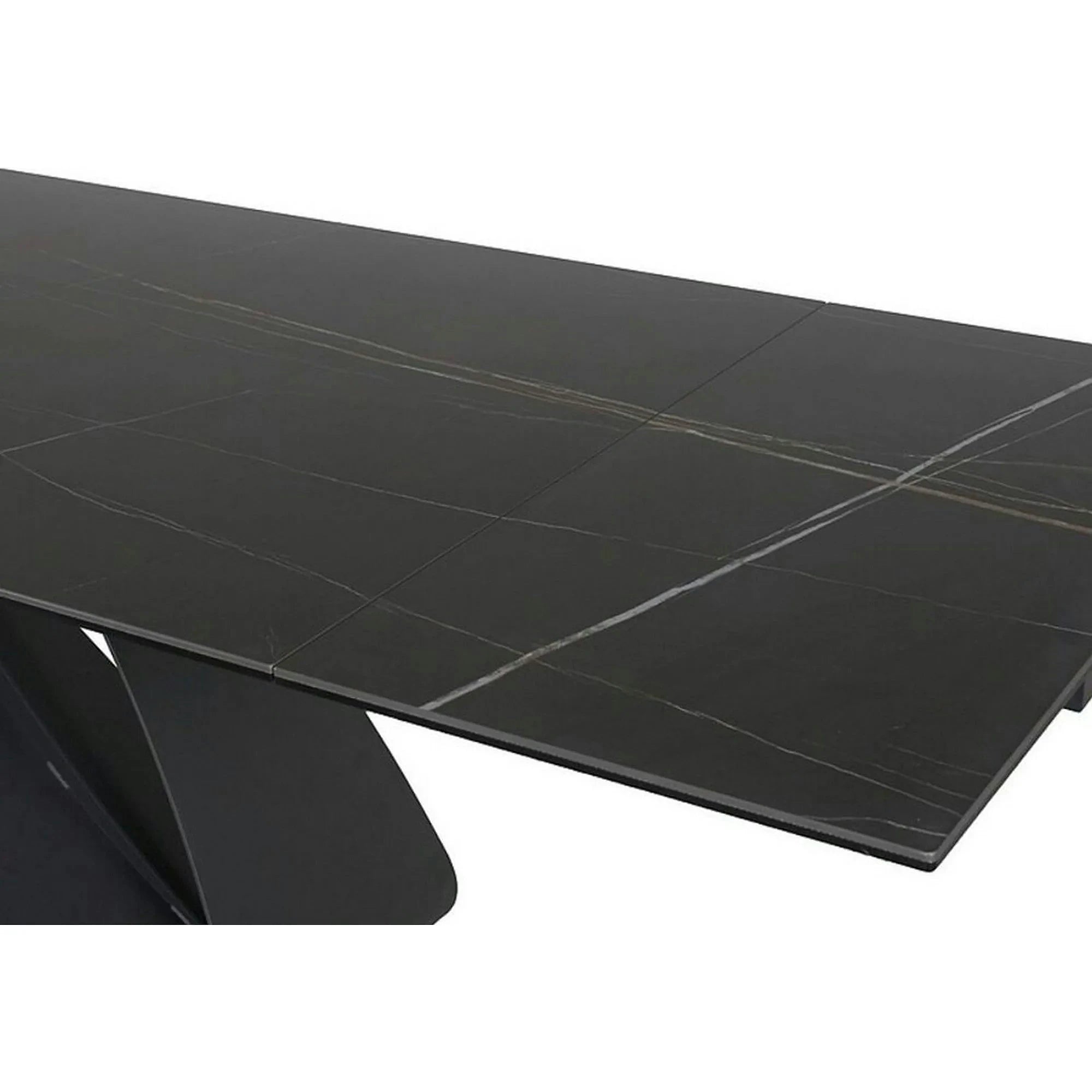 Masa cu blat de sticla/ceramica DIUNA CERAMIC, negru, 160/240x90x76 cm