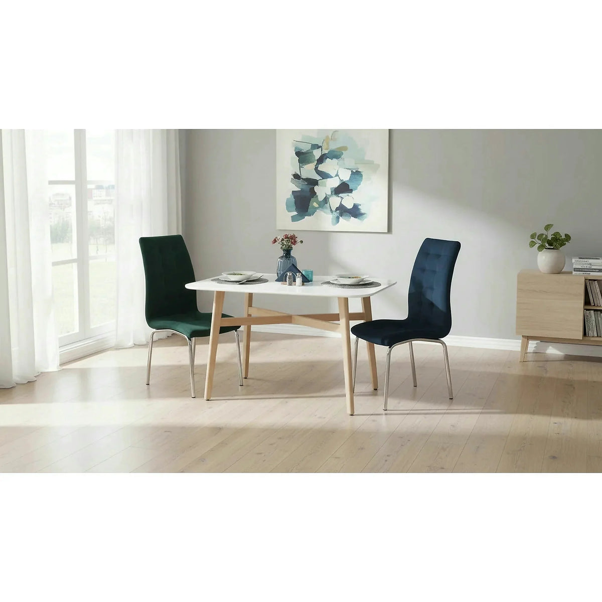 Masa CYRUS 2 NEW, alb/stejar, 120x80x75 cm