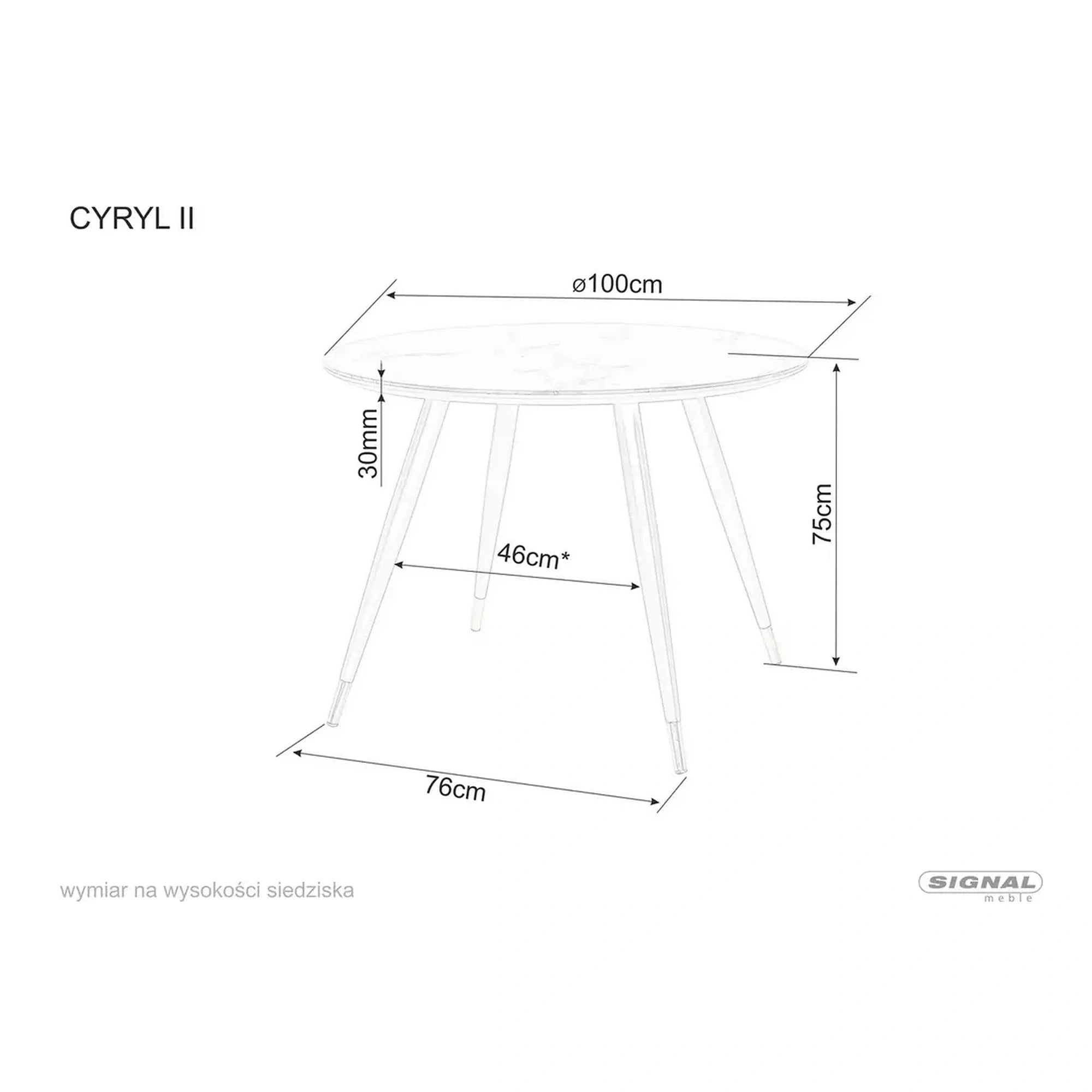 Masa CYRYL II, negru cu efect de marmura, 100x100x75 cm