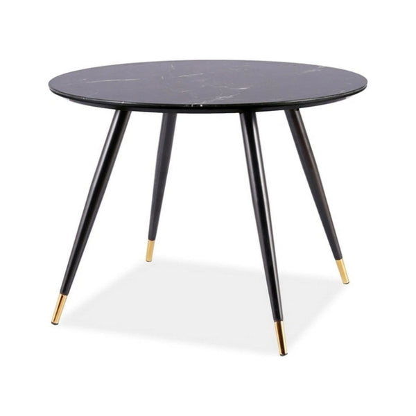 Masa CYRYL II, negru cu efect de marmura, 100x100x75 cm