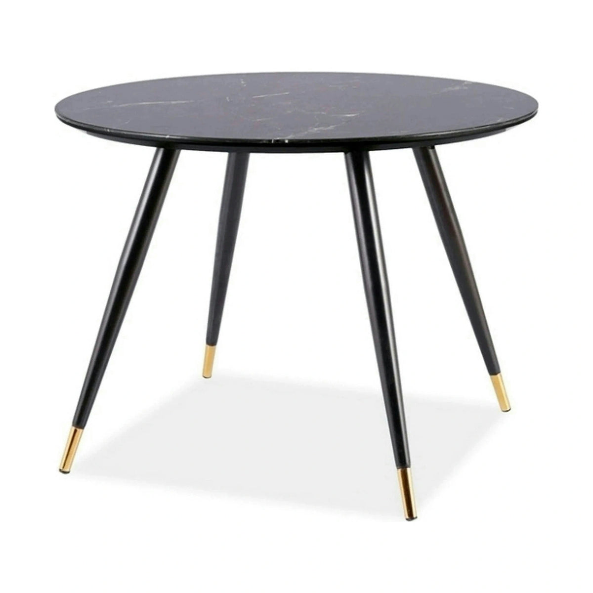 Masa CYRYL II, negru cu efect de marmura, 100x100x75 cm