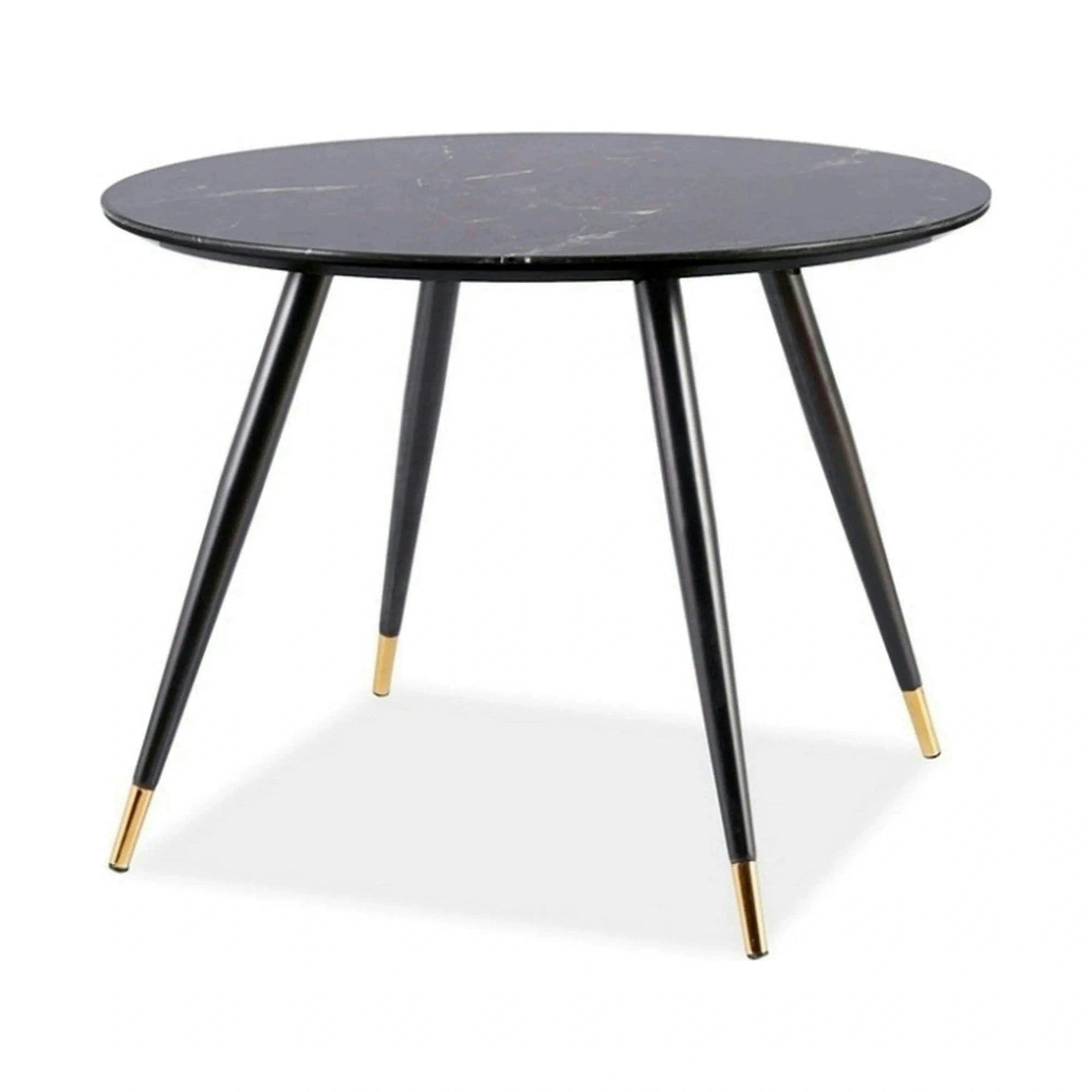Masa CYRYL II, negru cu efect de marmura, 100x100x75 cm