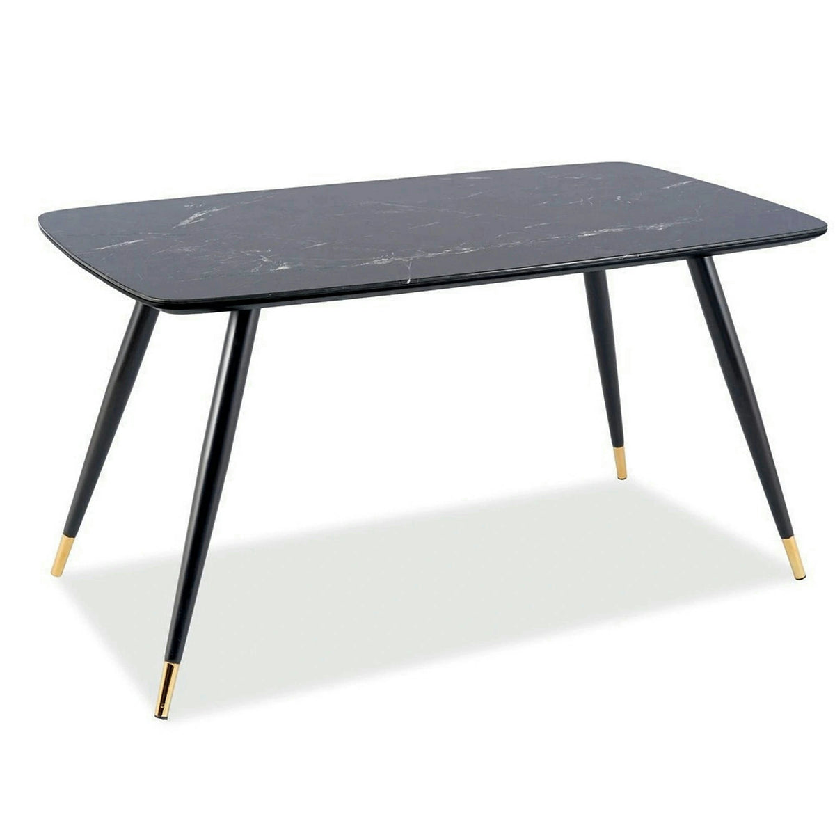 Masa CYRYL, negru cu efect de marmura, 140x80x75 cm
