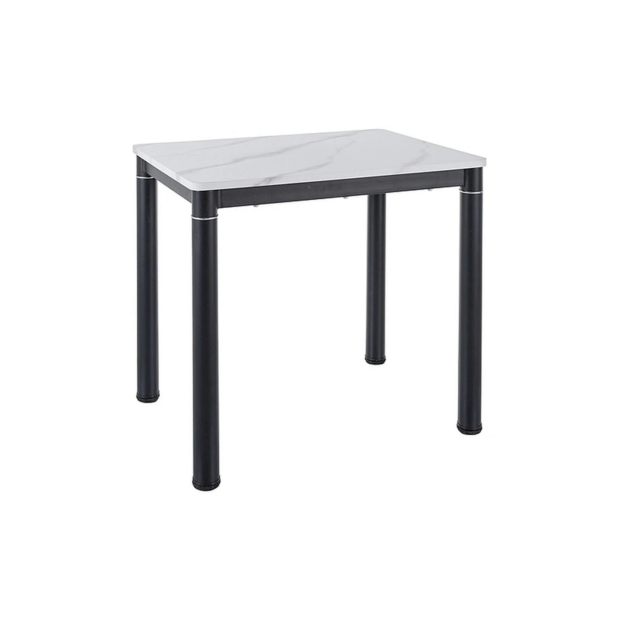 Masa DAMAR, alb cu efect de marmura/negru, 80x60x75 cm