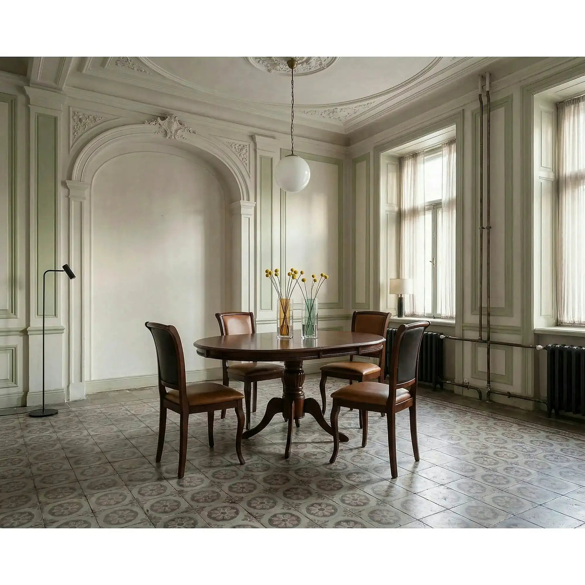 Masa de bucatarie extensibila OLIVIA, nuc inchis, 106/141x106x76 cm