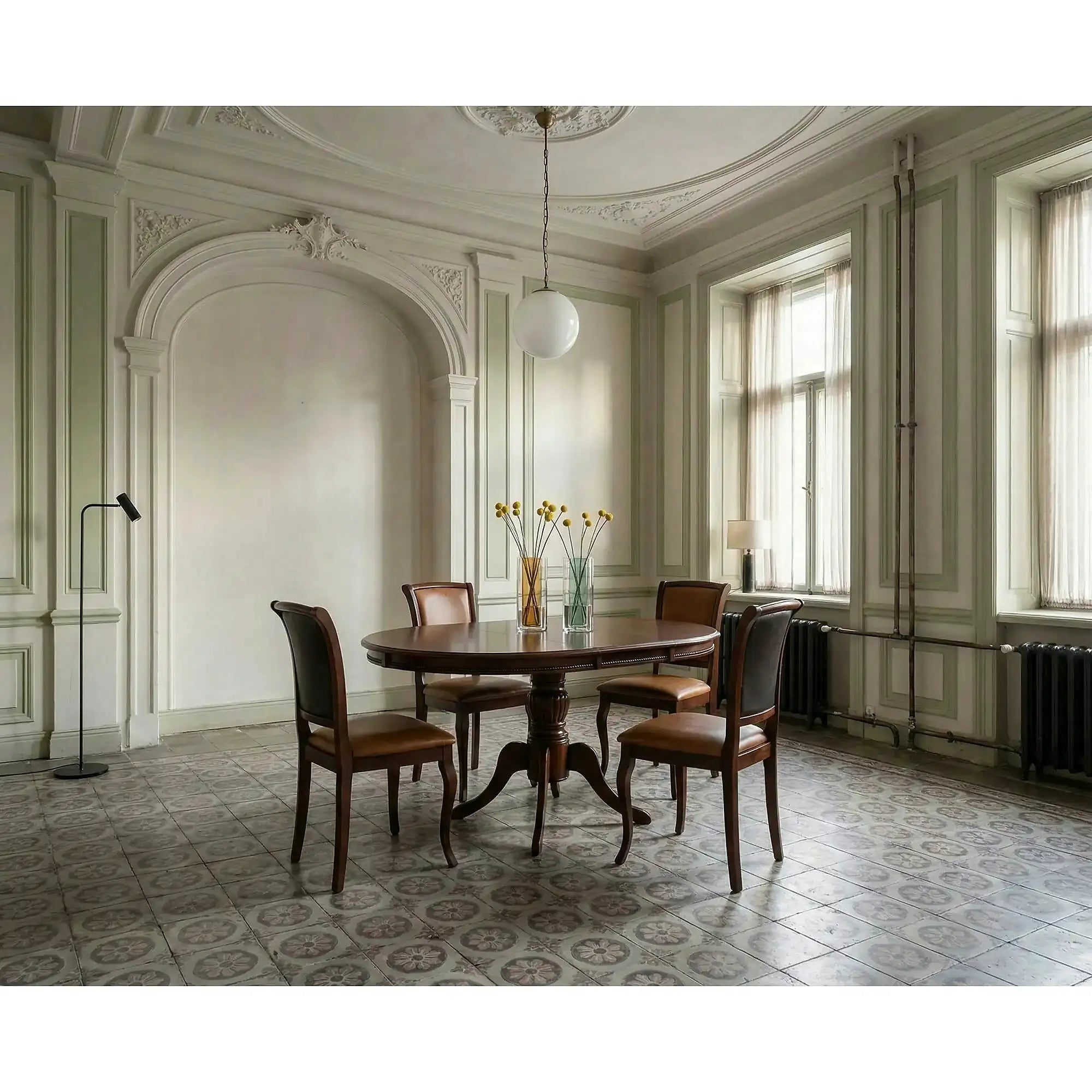 Masa de bucatarie extensibila OLIVIA, nuc inchis, 106/141x106x76 cm