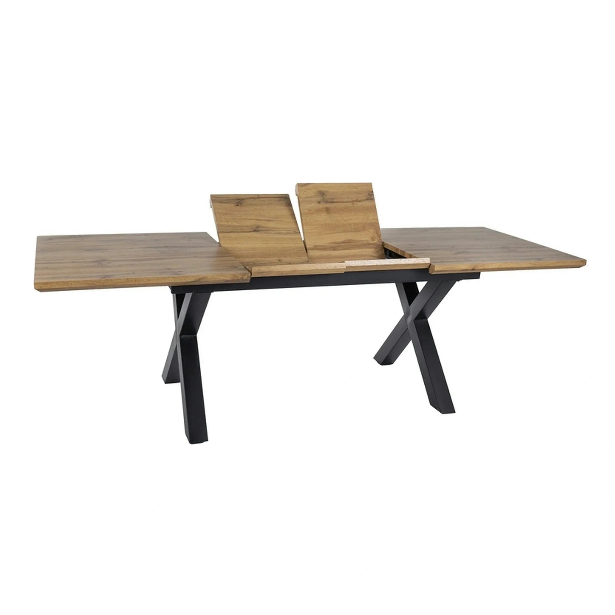 Masa de living extensibila XAVIERO II, stejar artisan/negru mat, 160-240x90x76 cm