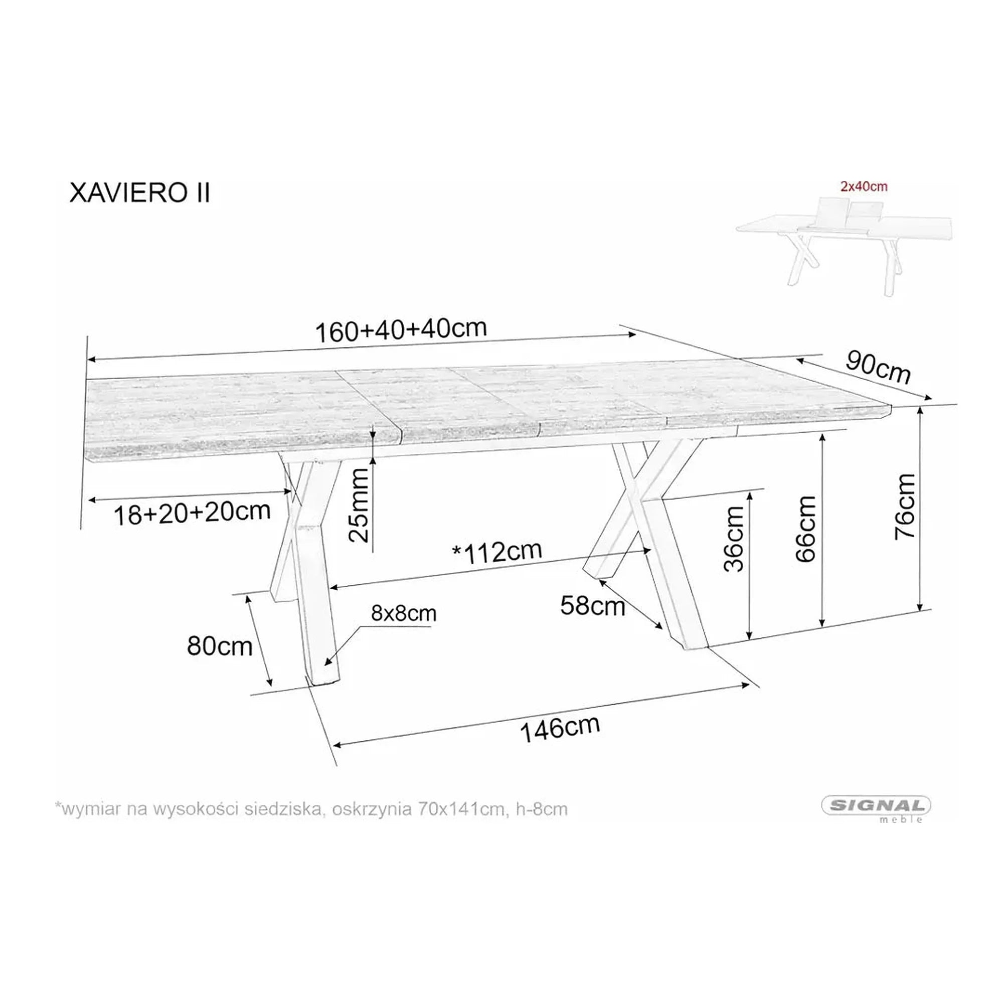 Masa de living extensibila XAVIERO II, stejar artisan/negru mat, 160-240x90x76 cm