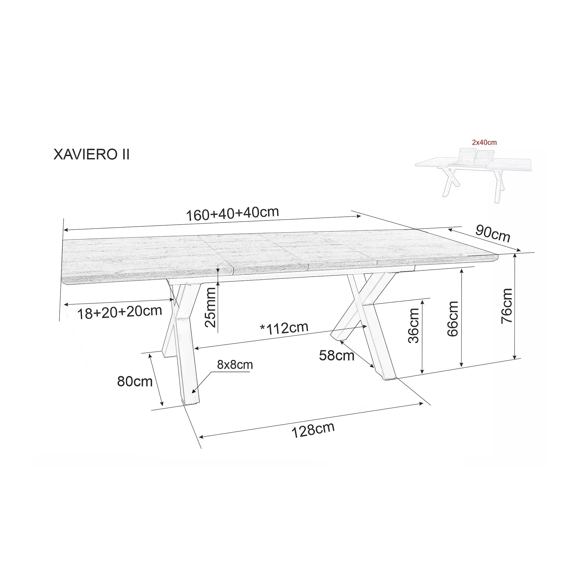 Masa de living extensibila XAVIERO II, stejar artisan/negru mat, 160-240x90x76 cm