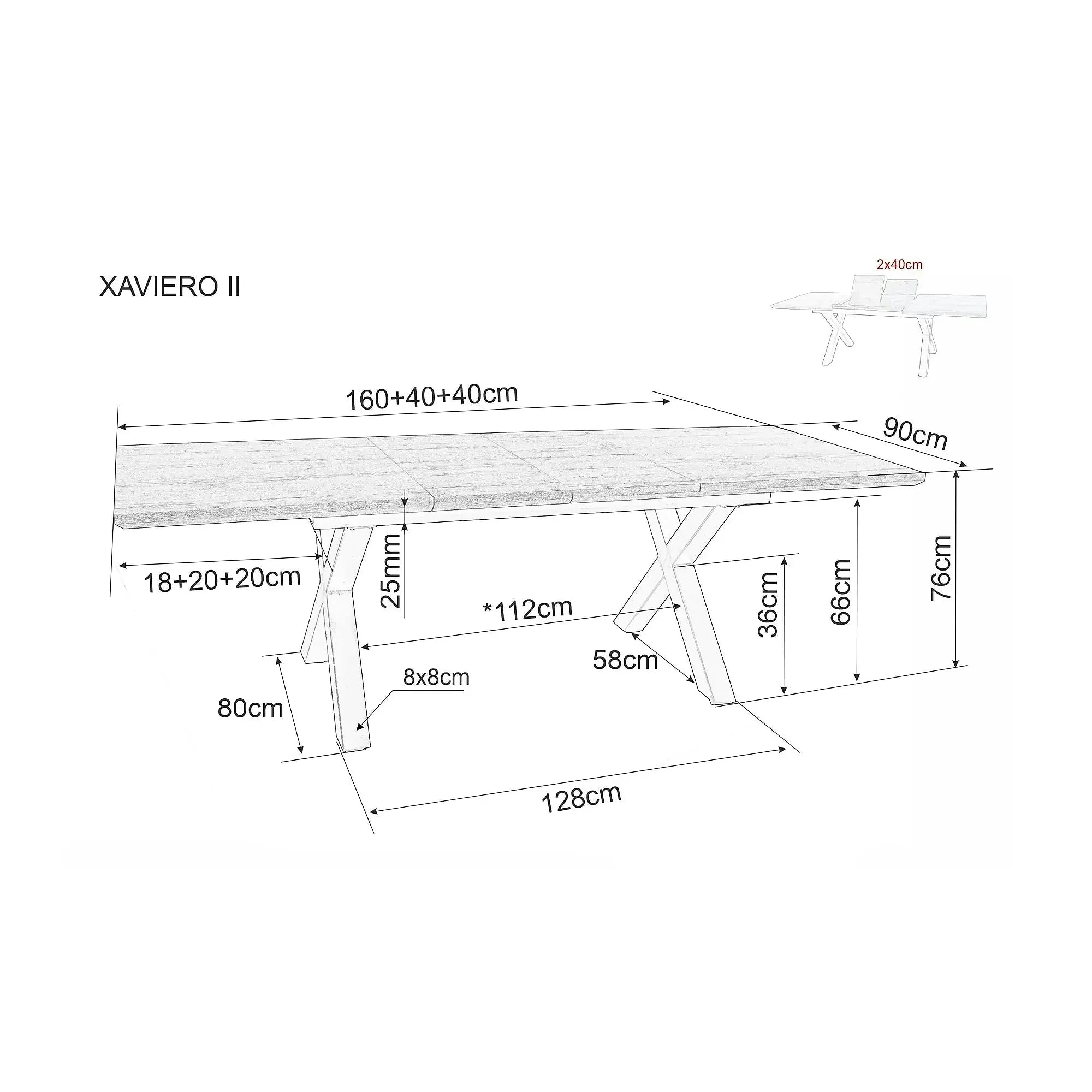 Masa de living extensibila XAVIERO II, stejar artisan/negru mat, 160-240x90x76 cm