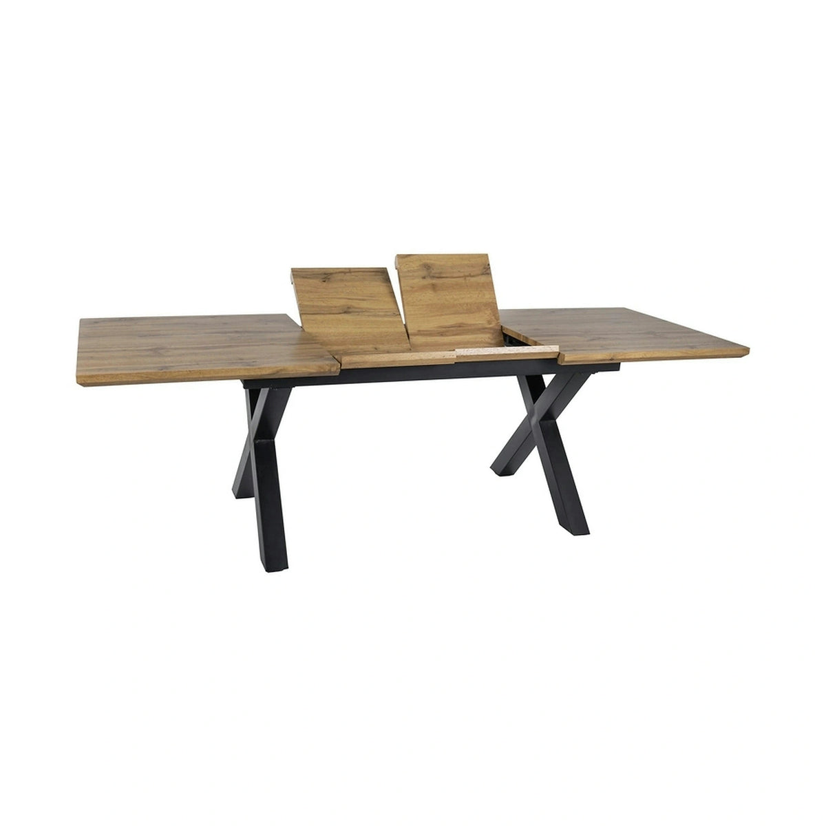 Masa de living extensibila XAVIERO II, stejar artisan/negru mat, 160-240x90x76 cm