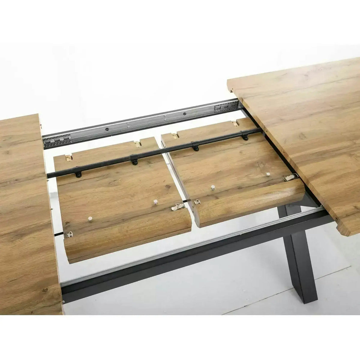 Masa de living extensibila XAVIERO II, stejar artisan/negru mat, 160-240x90x76 cm