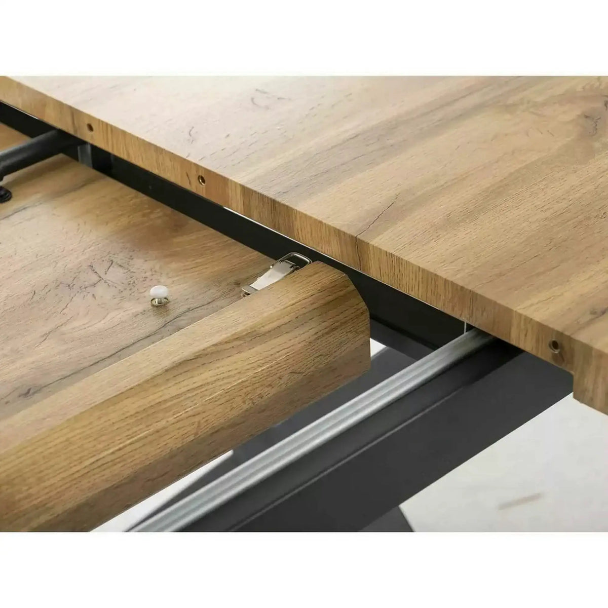 Masa de living extensibila XAVIERO II, stejar artisan/negru mat, 160-240x90x76 cm