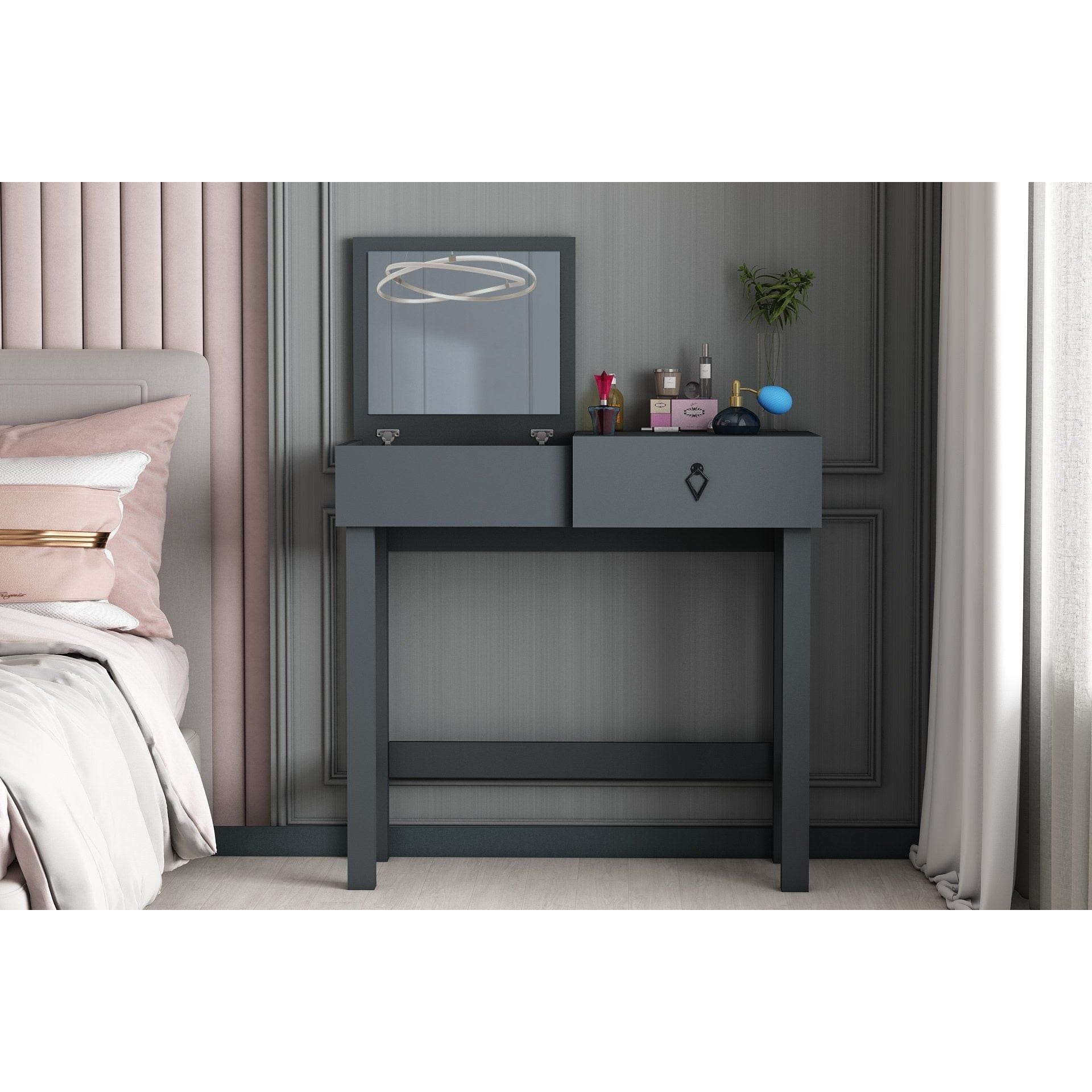 Masa de toaleta 505CRL1918, gri antracit, PAL melaminat, 59x35x135 cm