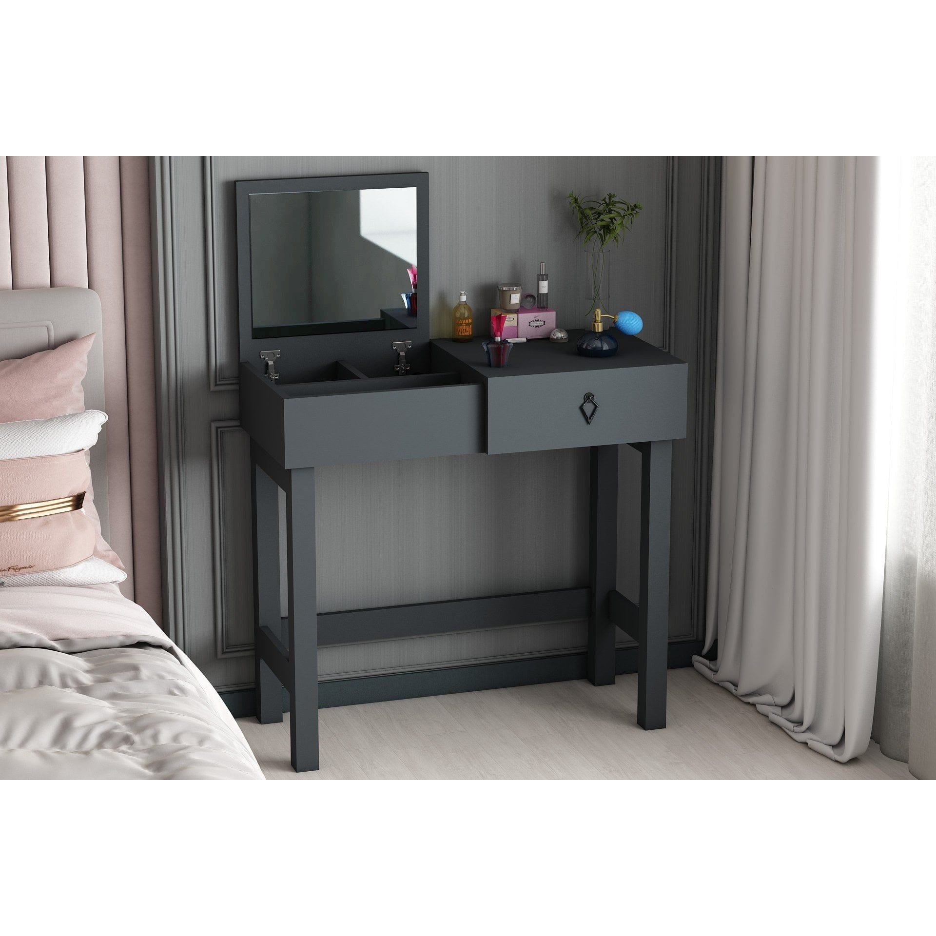 Masa de toaleta 505CRL1918, gri antracit, PAL melaminat, 59x35x135 cm